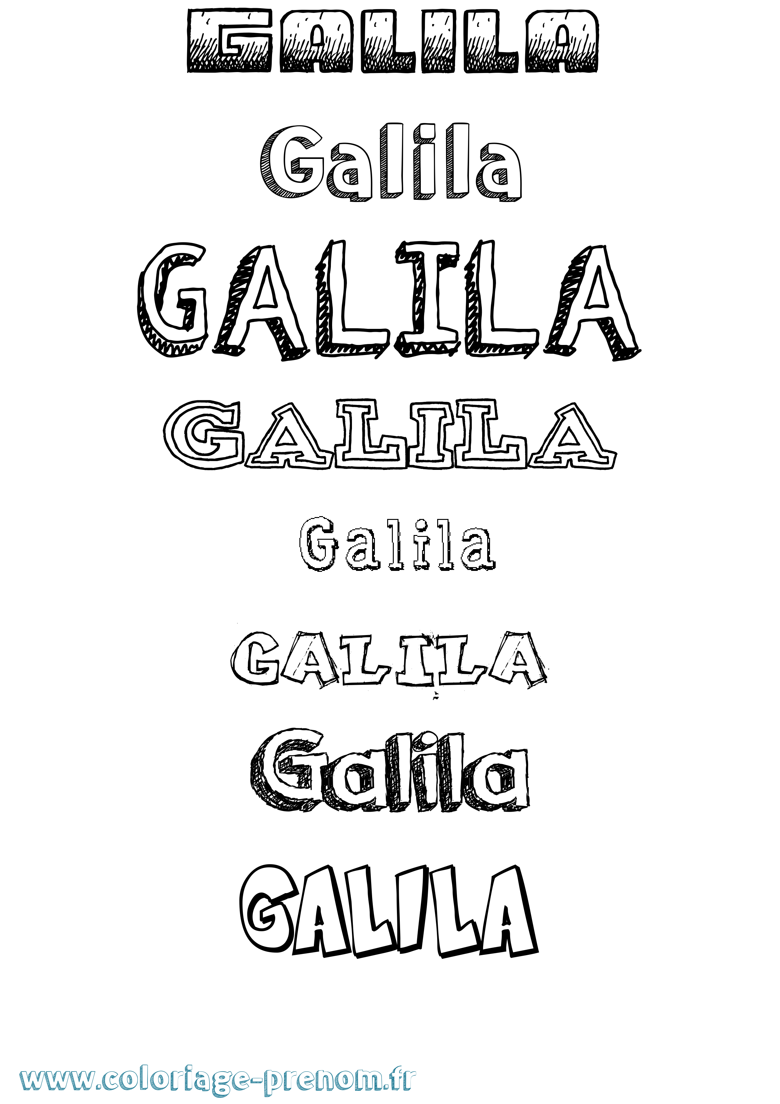 Coloriage Galila Dessiné Coloriage prénom Galila Dessiné