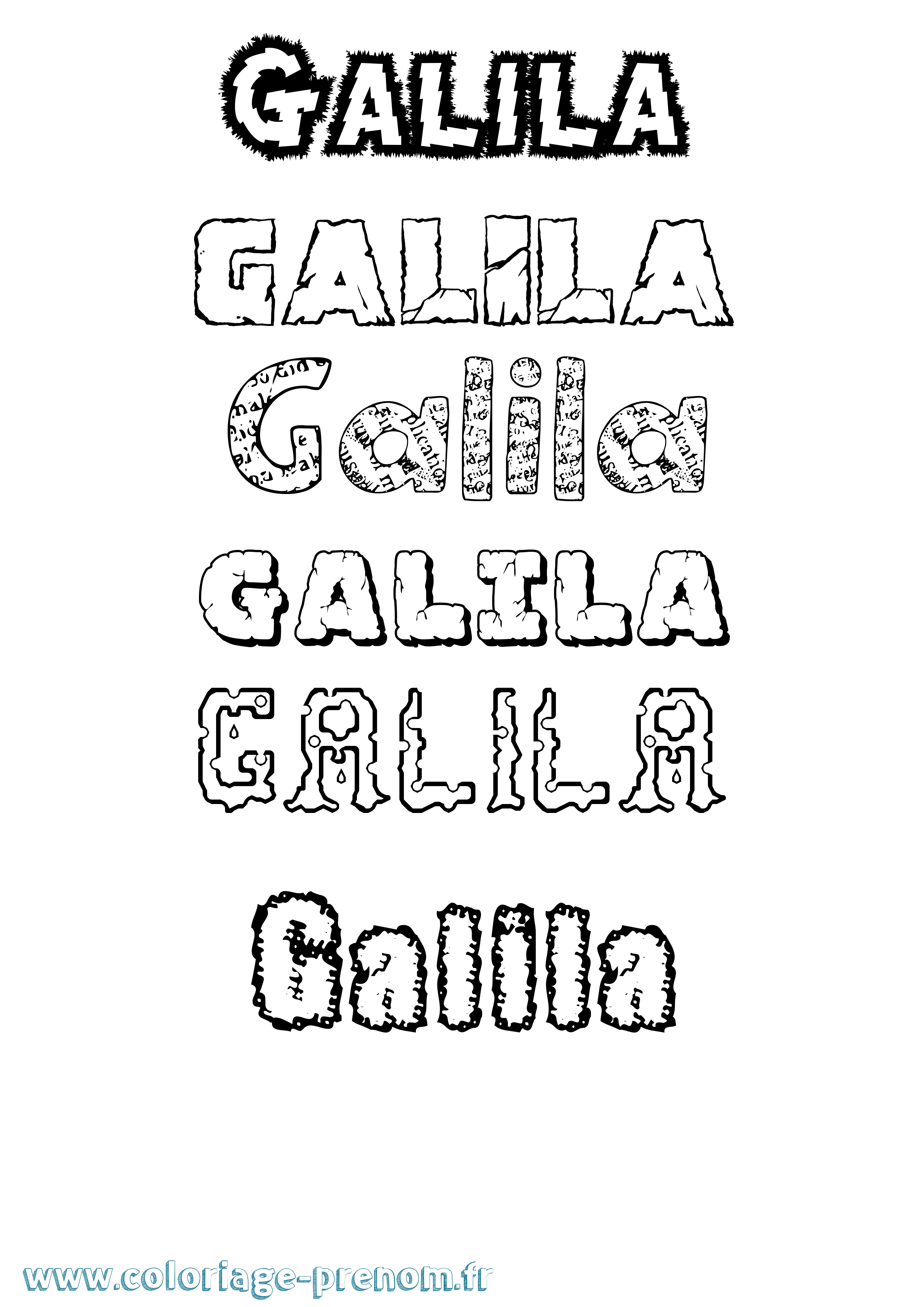 Coloriage Galila Destructuré Coloriage prénom Galila Destructuré