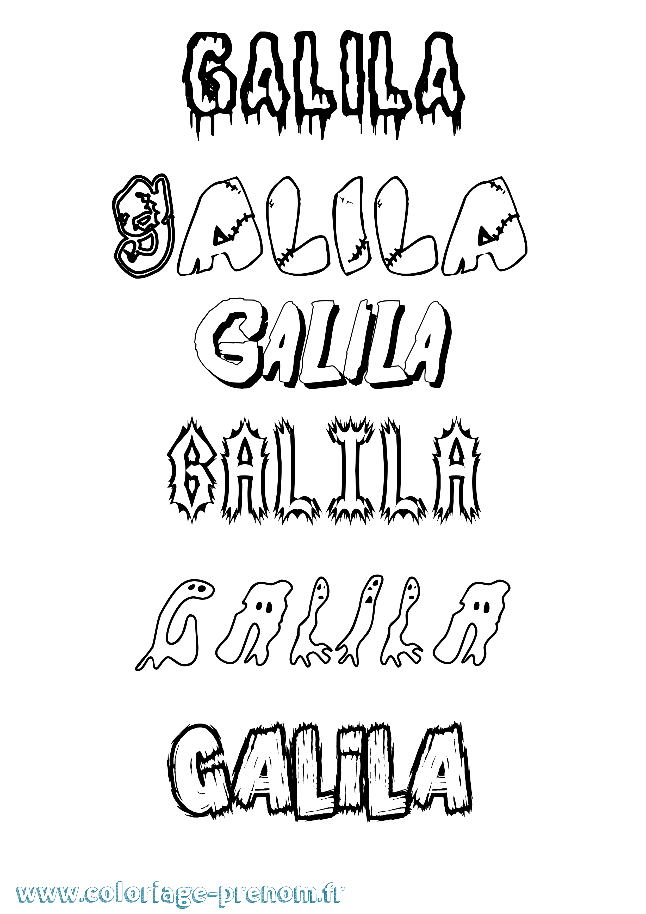 Coloriage Galila Frisson Coloriage prénom Galila Frisson