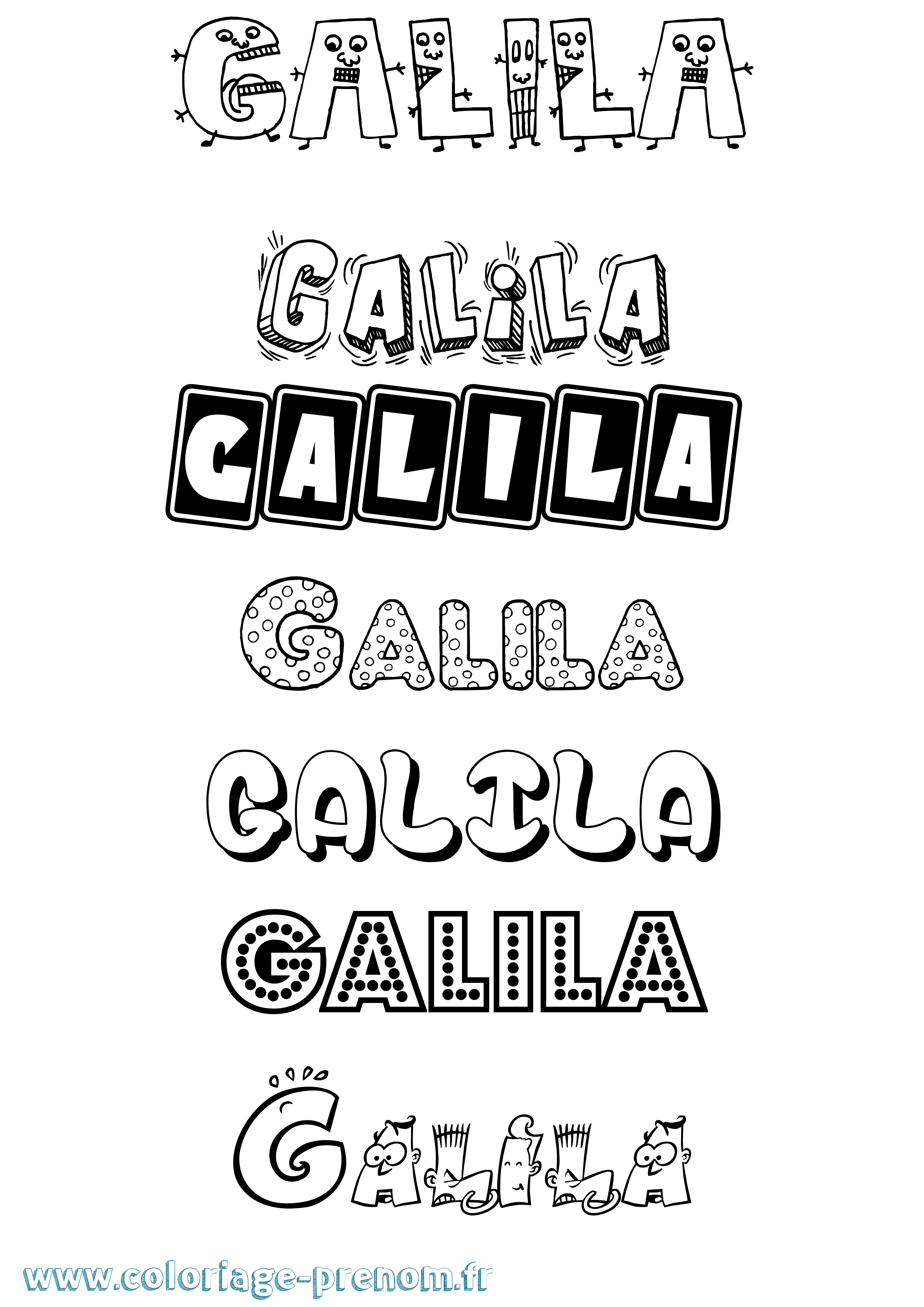 Coloriage Galila Fun Coloriage prénom Galila Fun