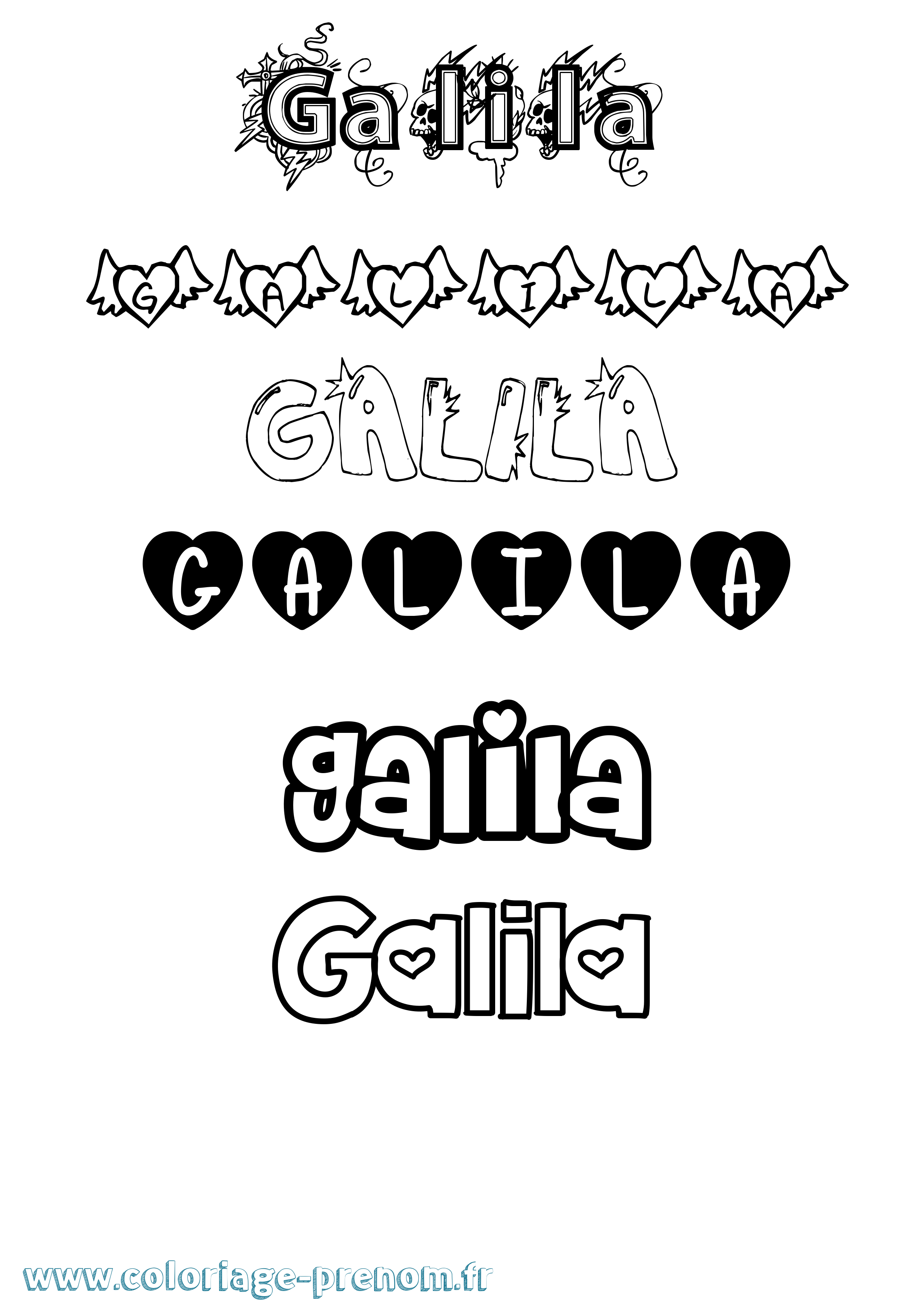 Coloriage Galila Girly Coloriage prénom Galila Girly