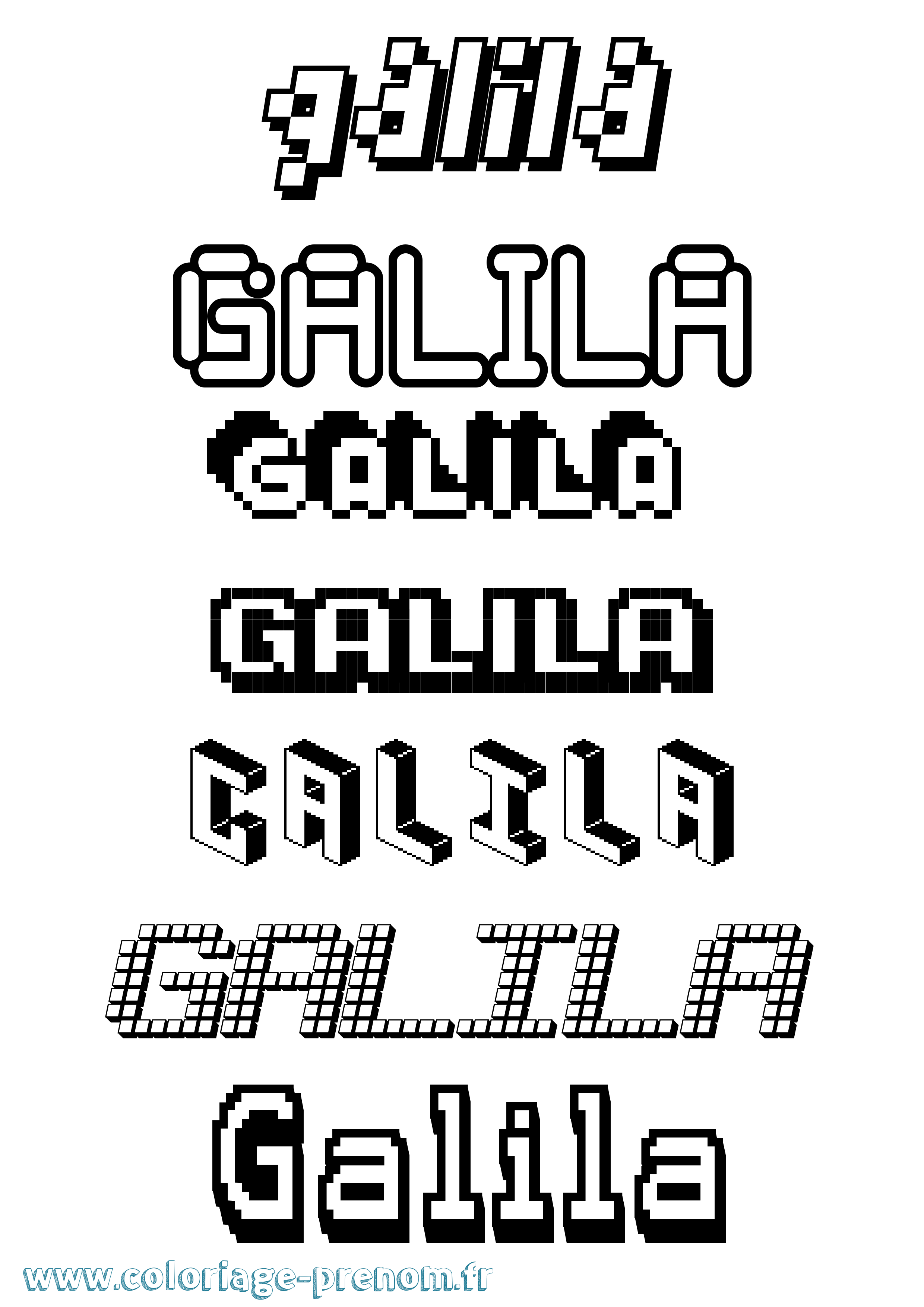 Coloriage Galila Pixel Coloriage prénom Galila Pixel