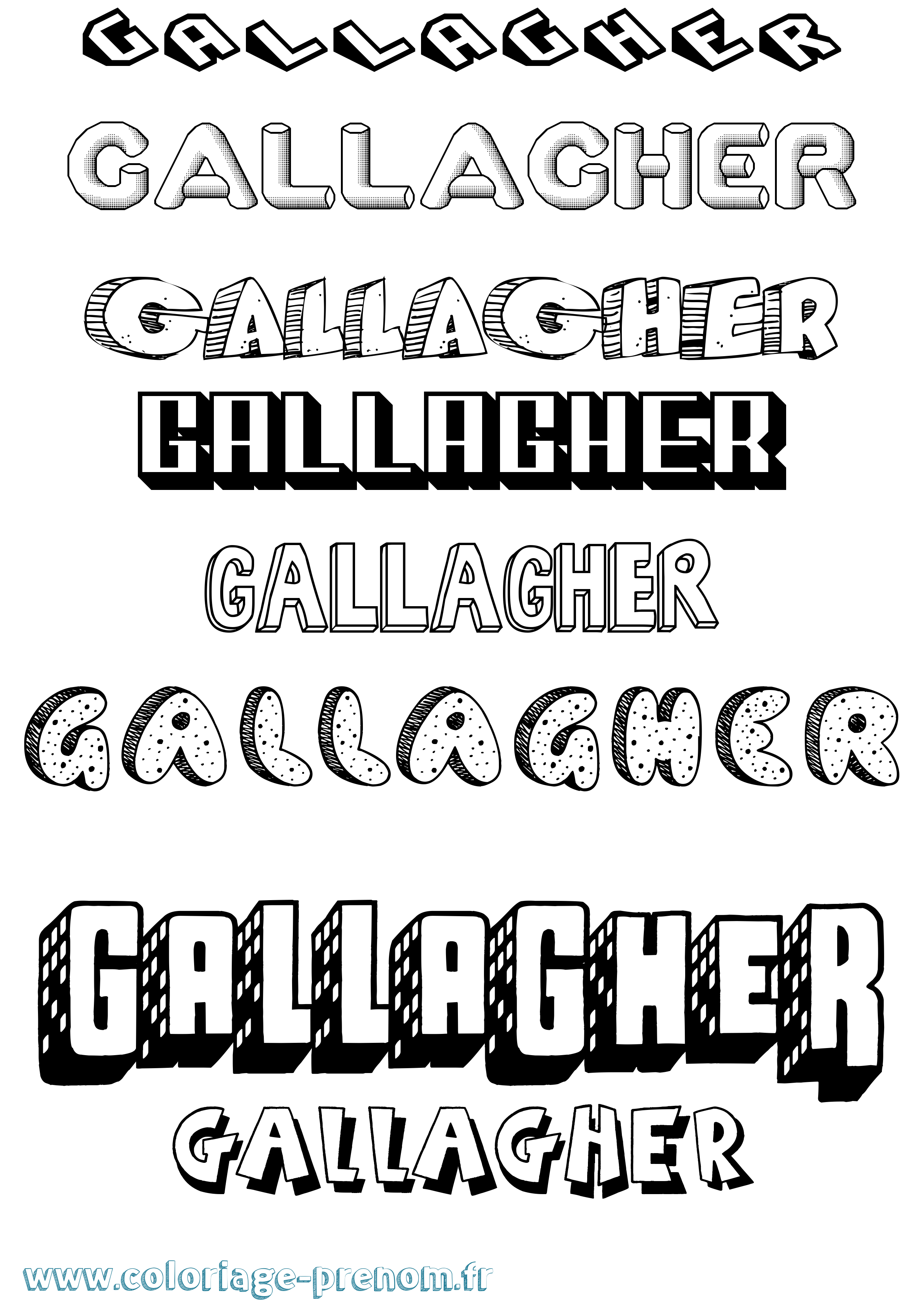 Coloriage Gallagher Effet 3D Coloriage prénom Gallagher Effet 3D