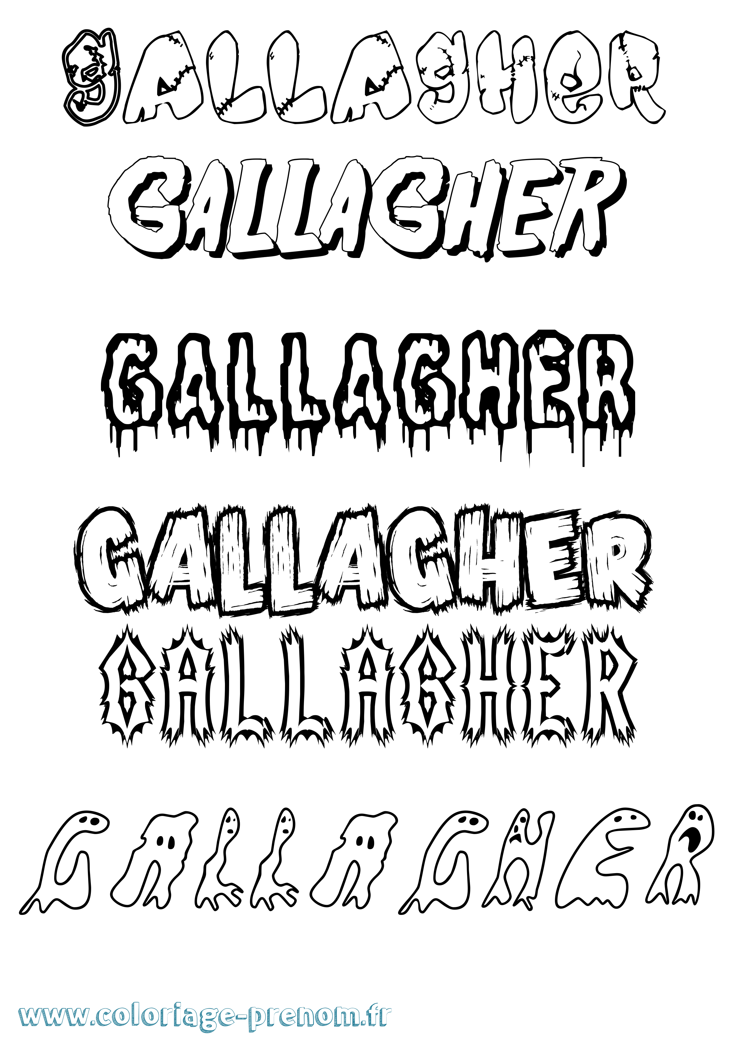 Coloriage Gallagher Frisson Coloriage prénom Gallagher Frisson