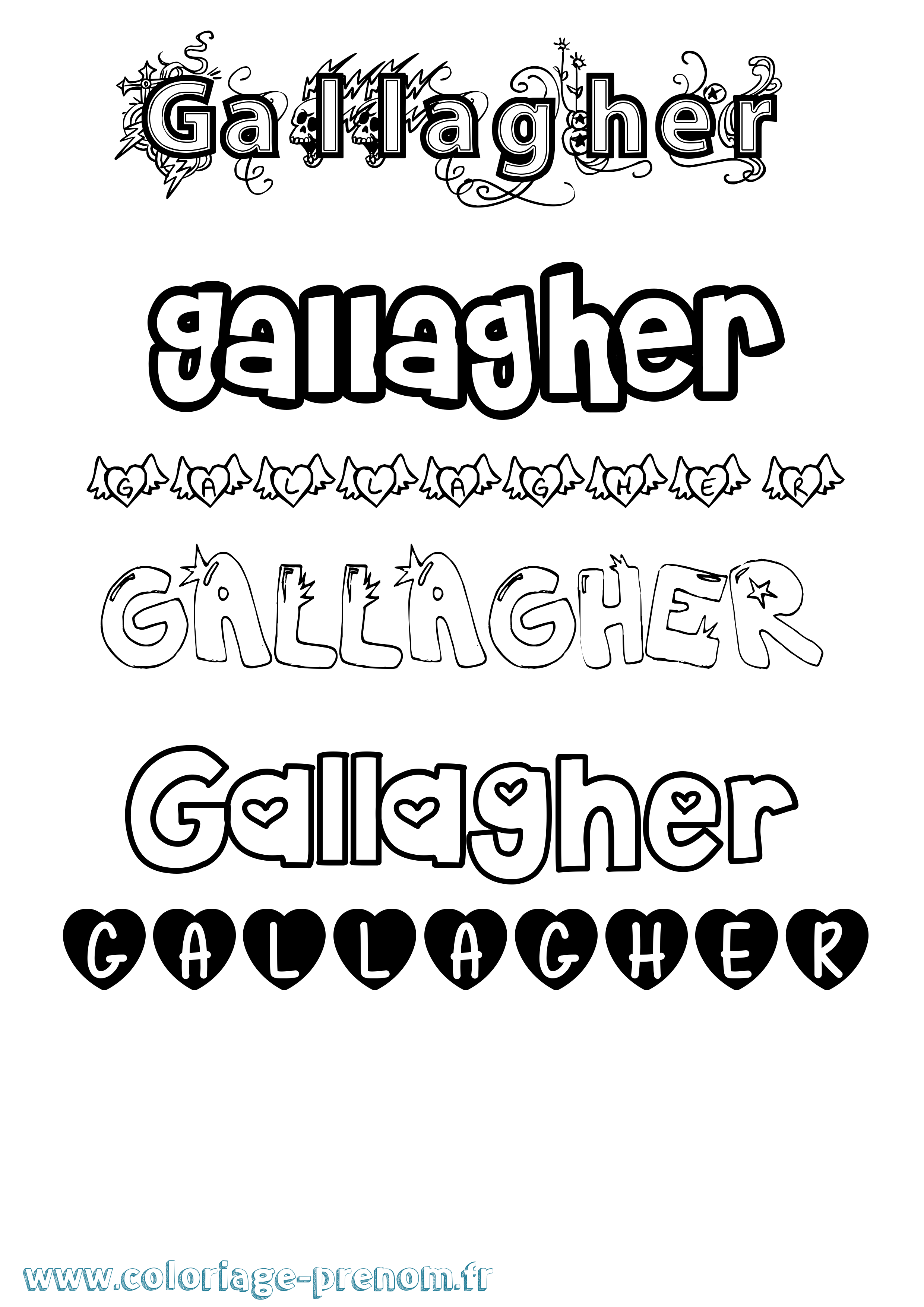 Coloriage Gallagher Girly Coloriage prénom Gallagher Girly