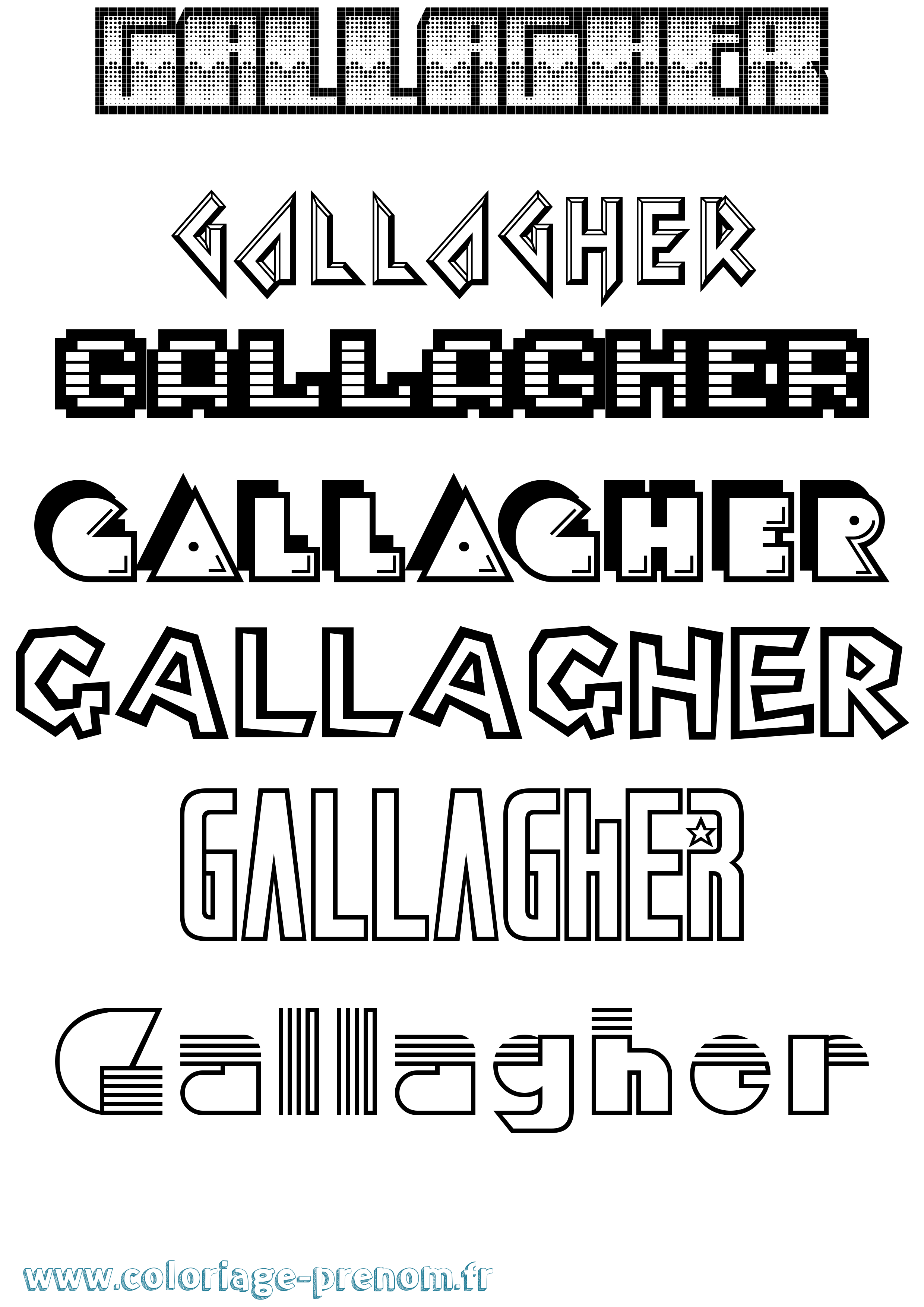Coloriage Gallagher Jeux Vidéos Coloriage prénom Gallagher Jeux Vidéos