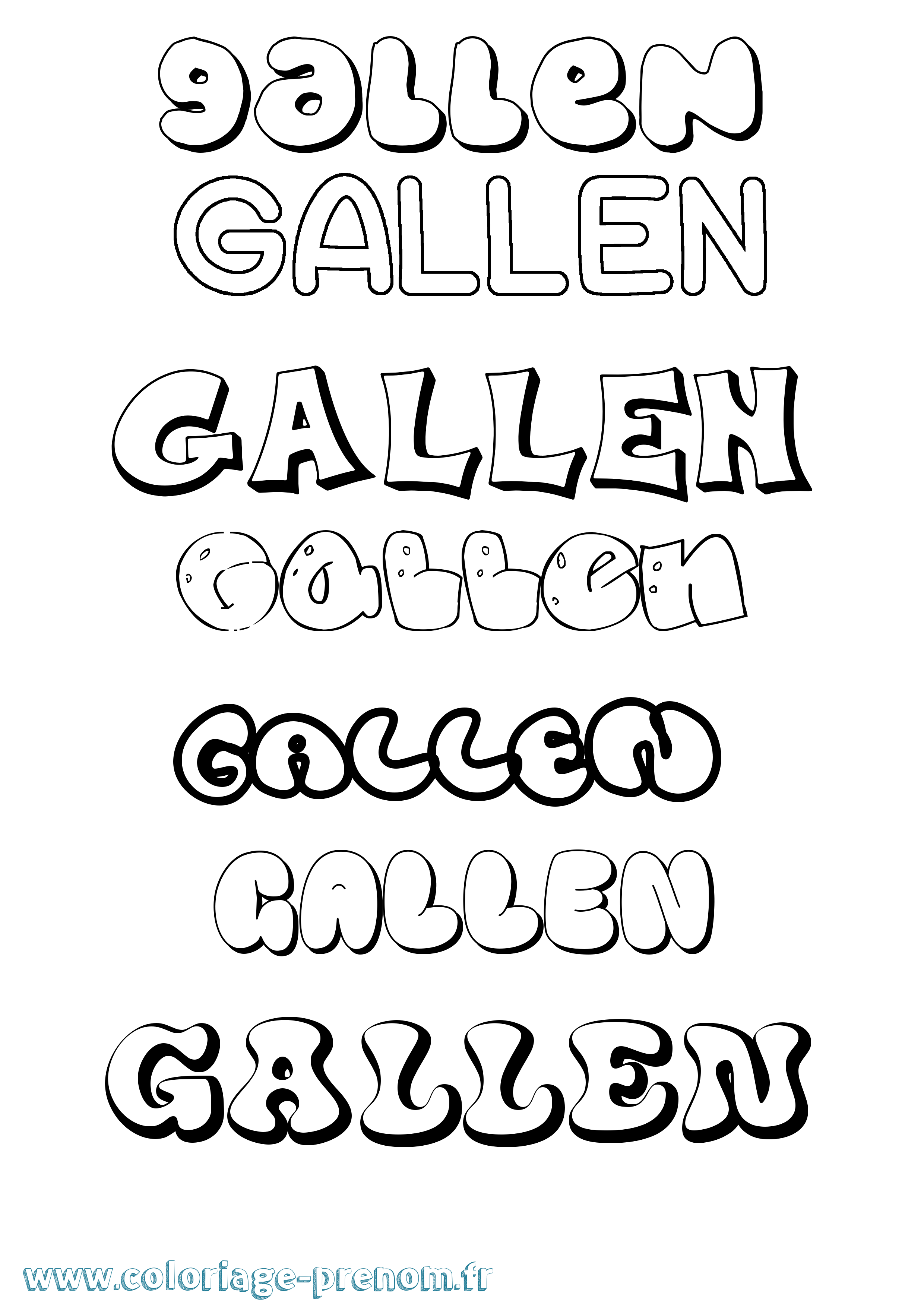 Coloriage Gallen Bubble Coloriage prénom Gallen Bubble
