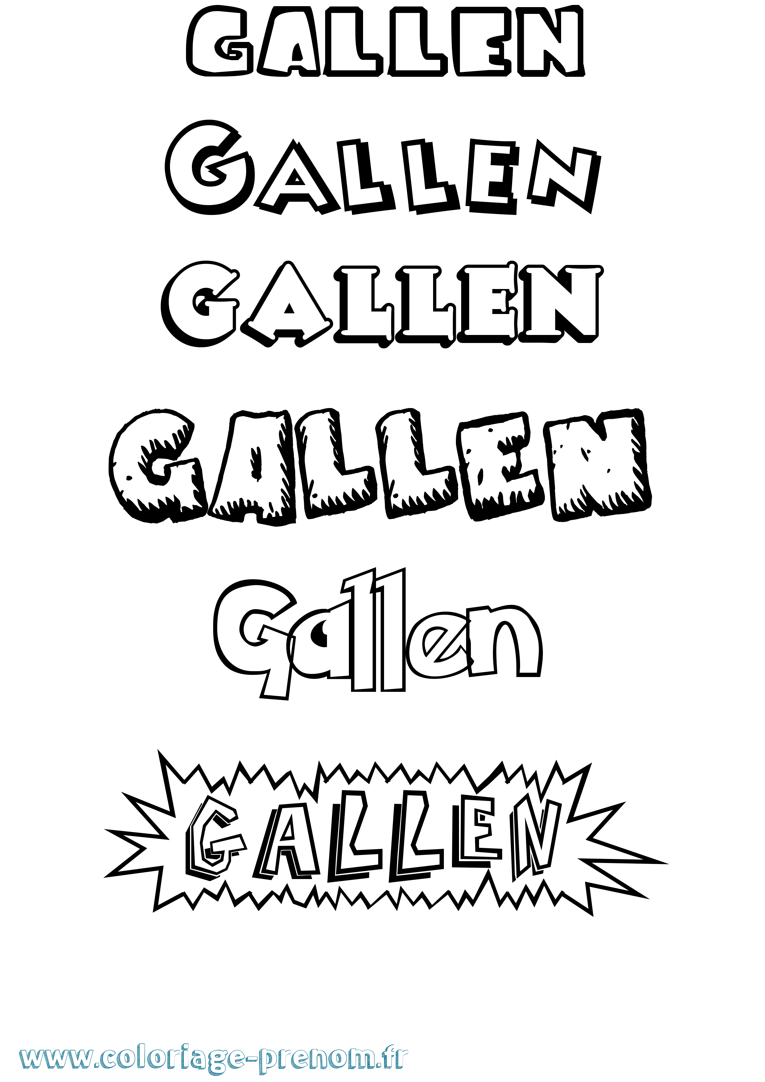 Coloriage Gallen Dessin Animé Coloriage prénom Gallen Dessin Animé