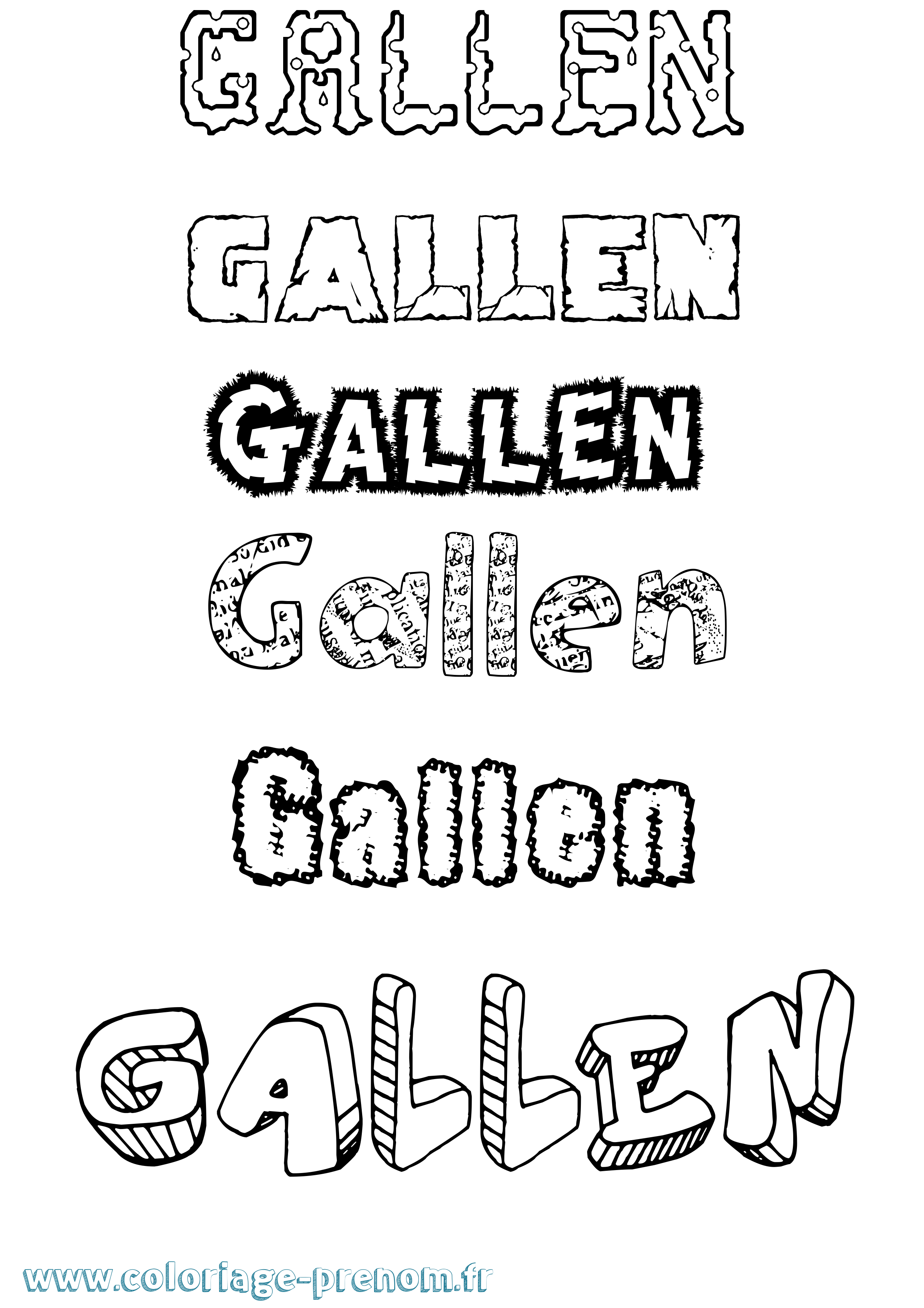 Coloriage Gallen Destructuré Coloriage prénom Gallen Destructuré