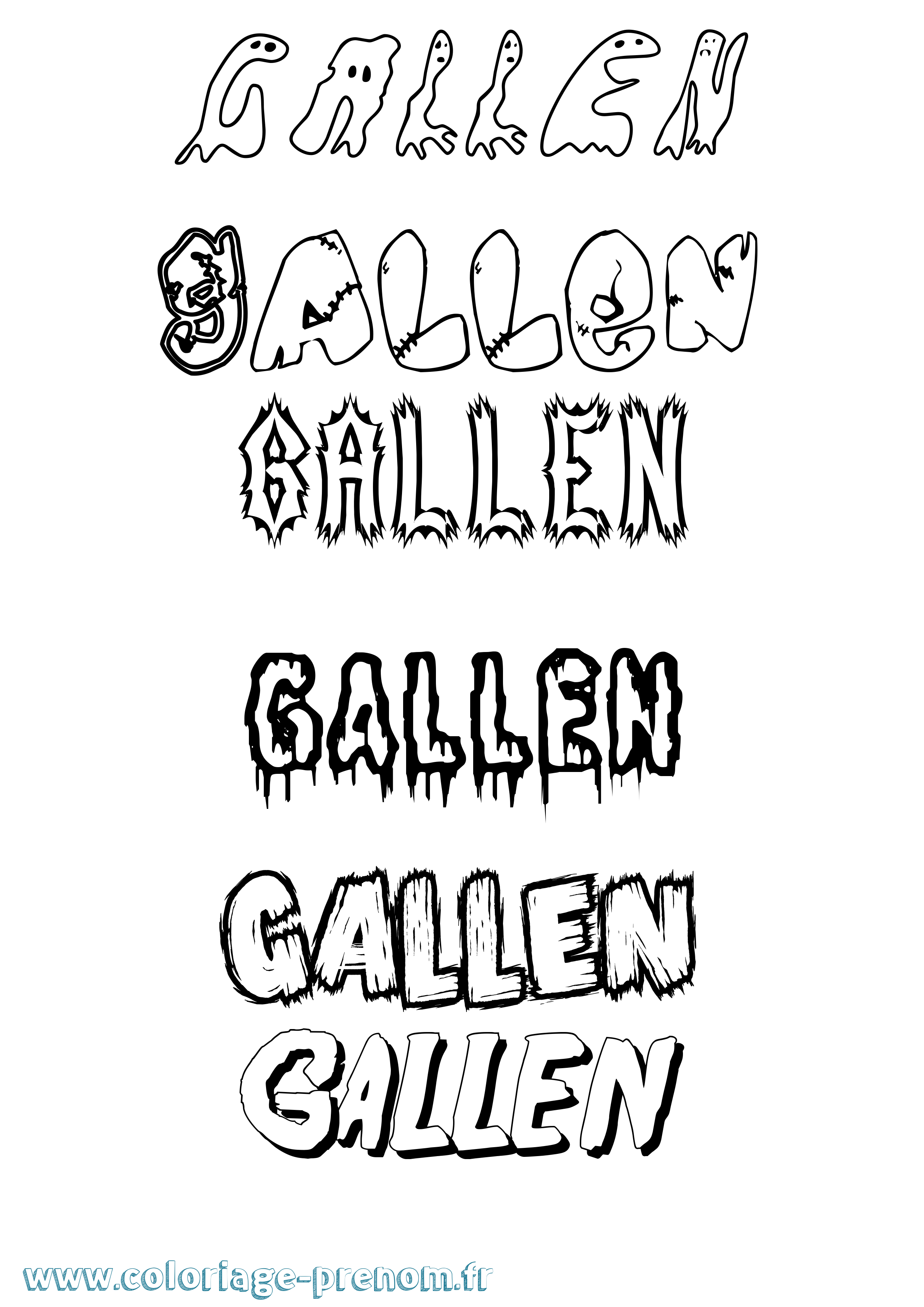 Coloriage Gallen Frisson Coloriage prénom Gallen Frisson