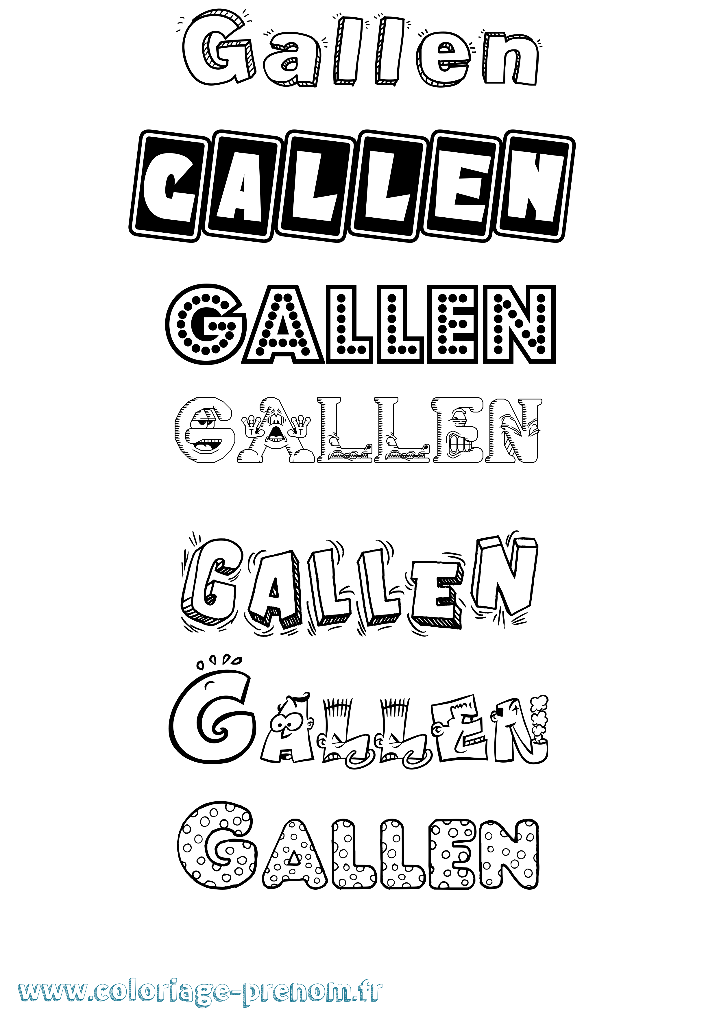 Coloriage Gallen Fun Coloriage prénom Gallen Fun