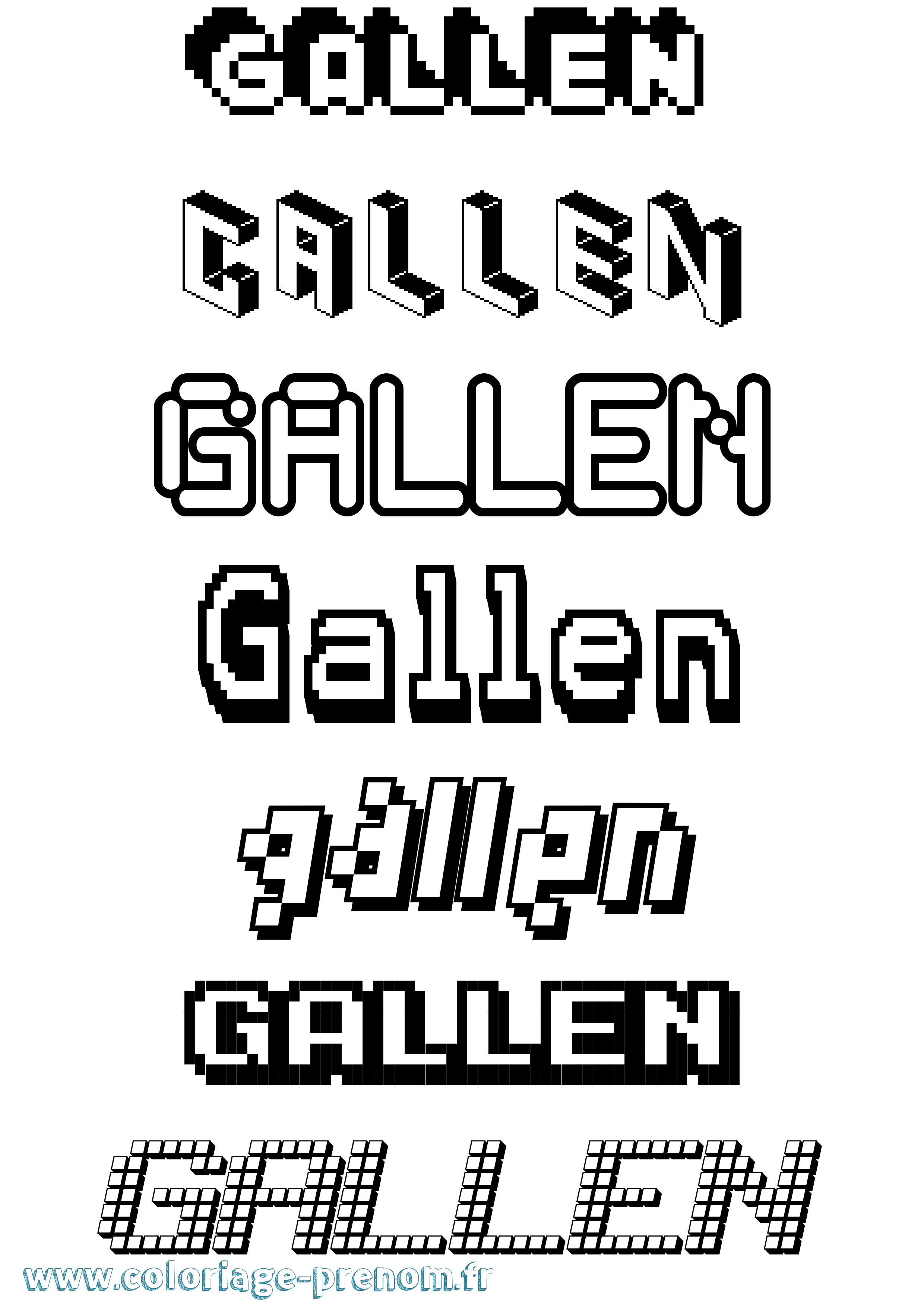 Coloriage Gallen Pixel Coloriage prénom Gallen Pixel