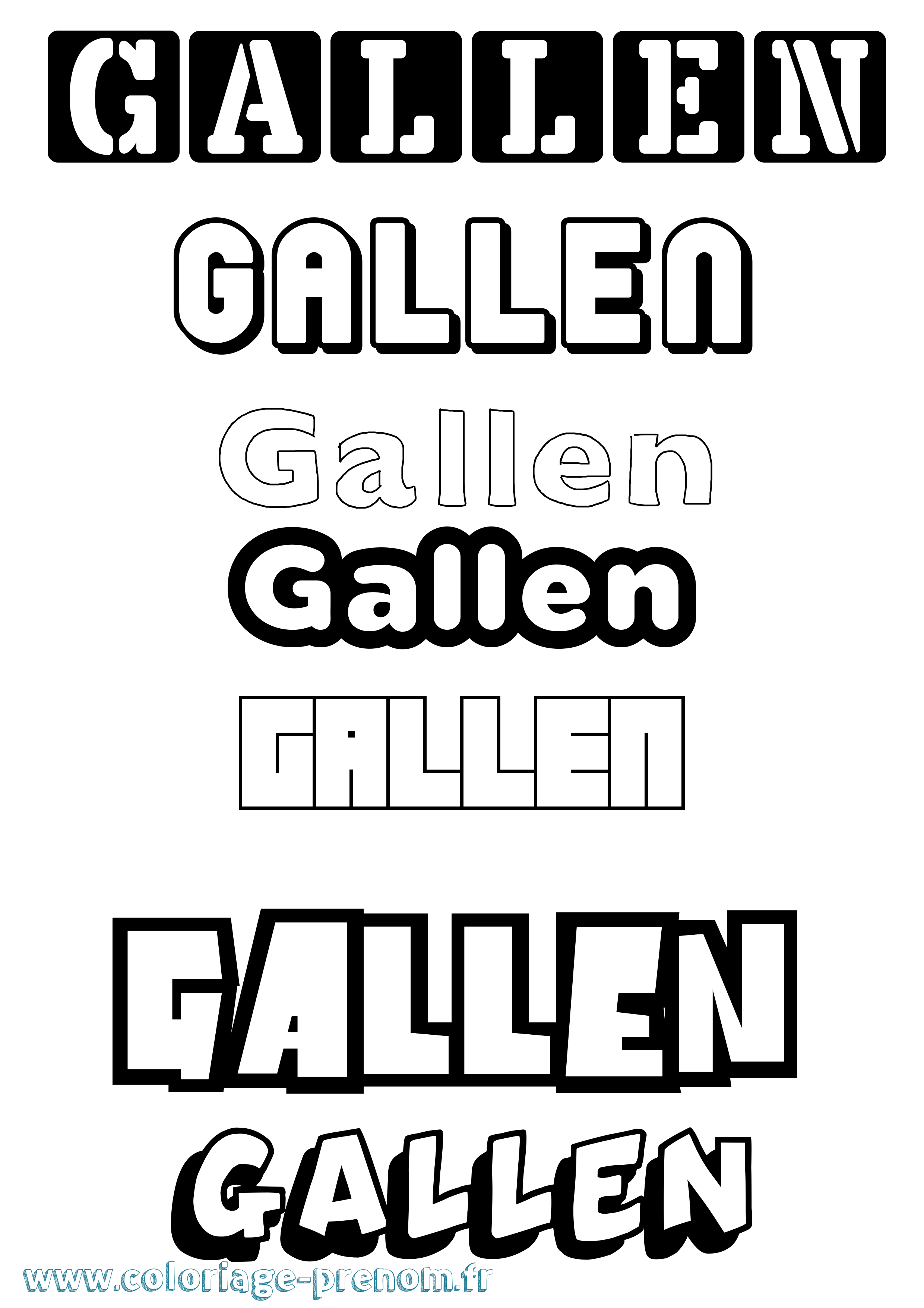 Coloriage Gallen Simple Coloriage prénom Gallen Simple