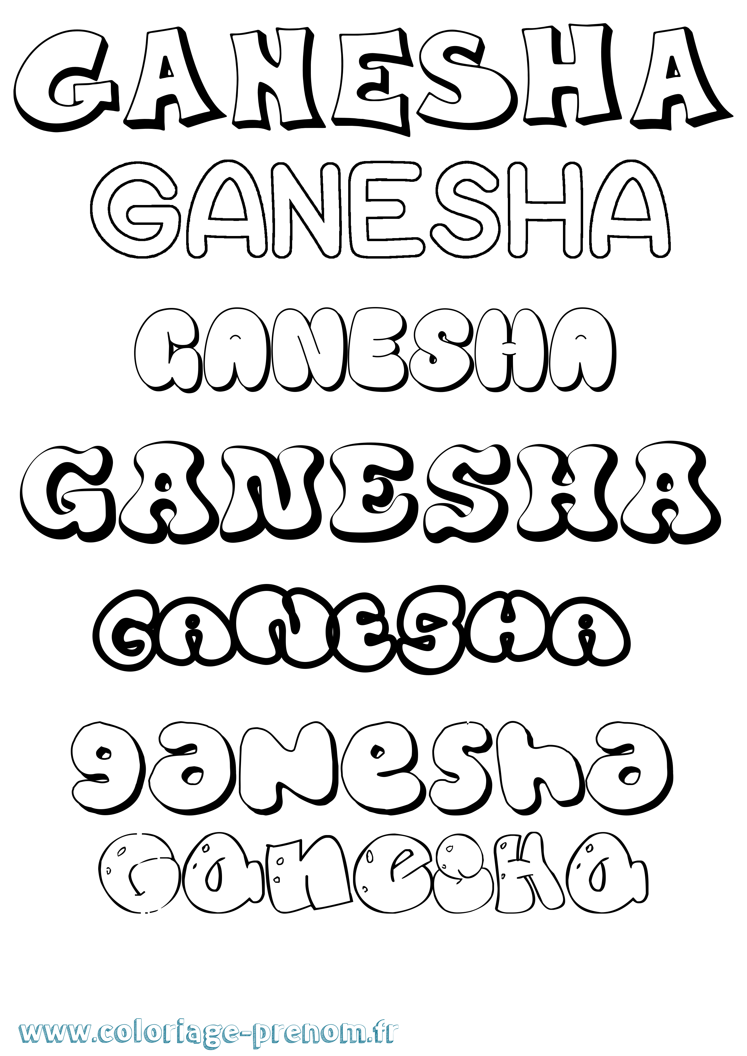 Coloriage Ganesha Bubble Coloriage prénom Ganesha Bubble