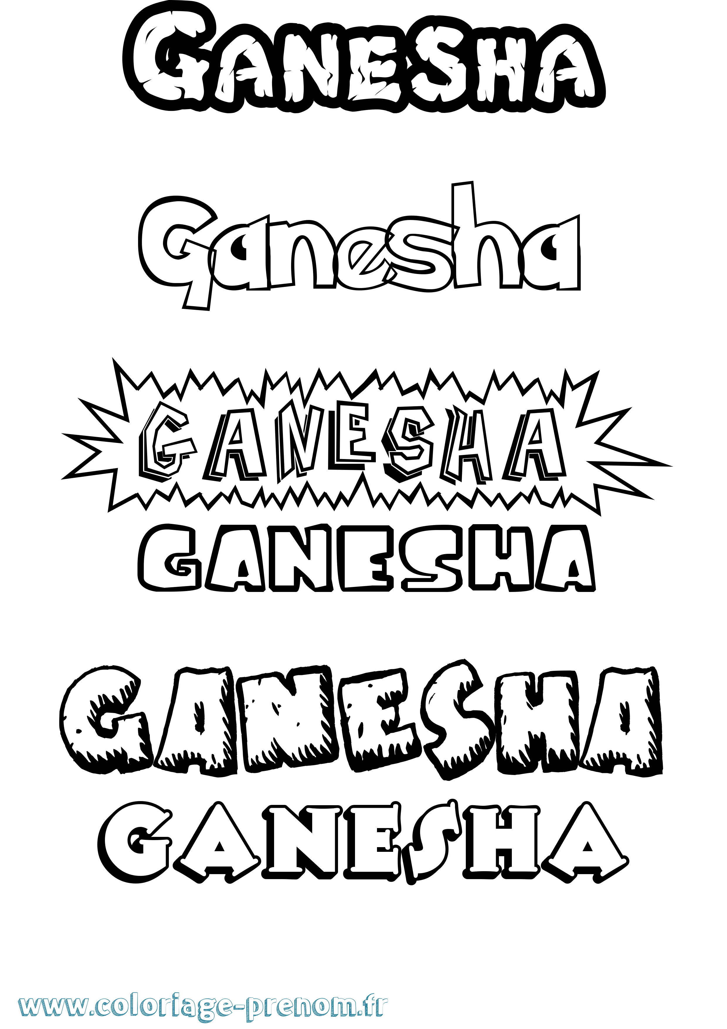 Coloriage Ganesha Dessin Animé Coloriage prénom Ganesha Dessin Animé