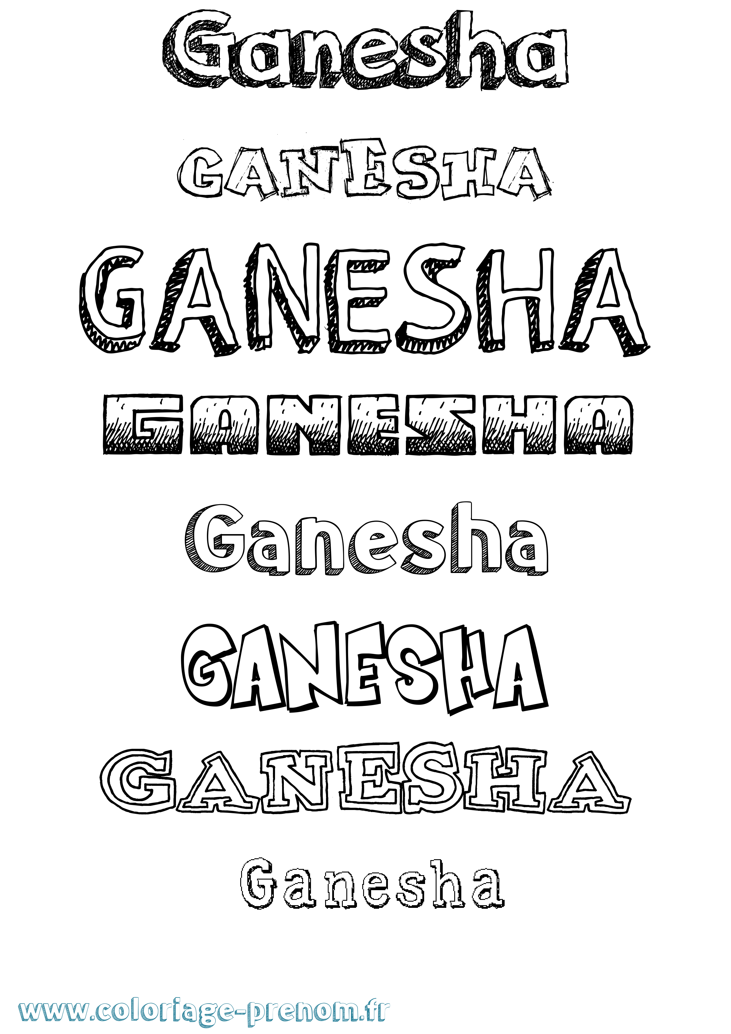 Coloriage Ganesha Dessiné Coloriage prénom Ganesha Dessiné