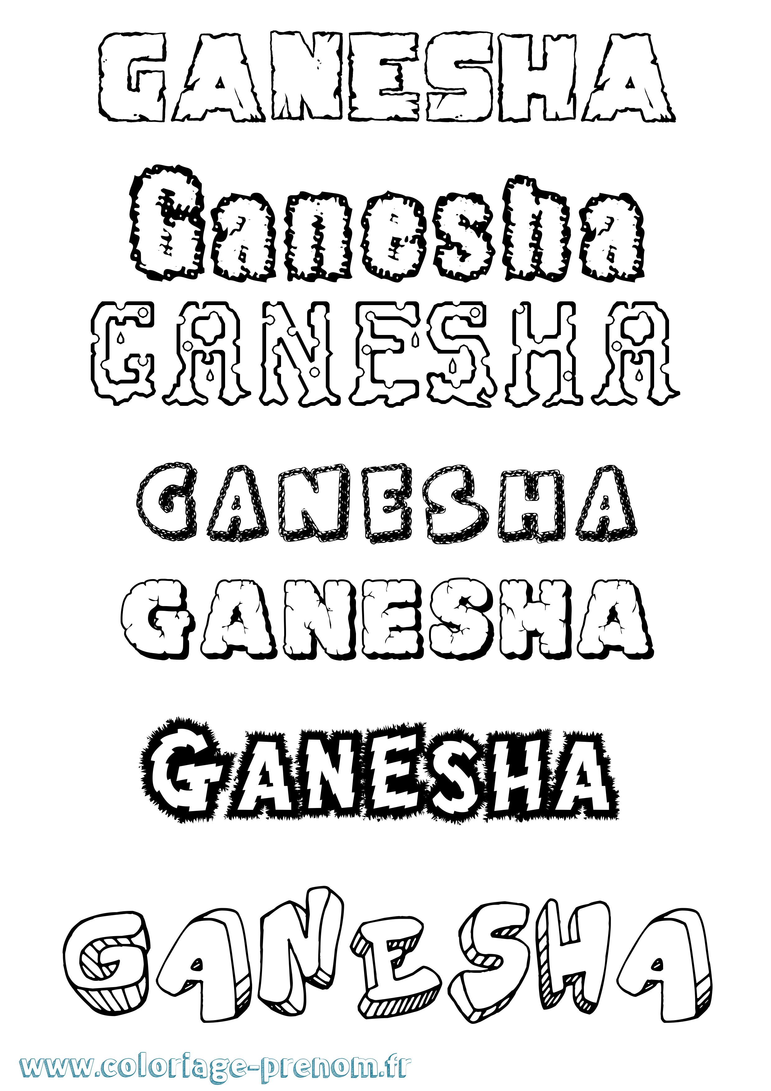 Coloriage Ganesha Destructuré Coloriage prénom Ganesha Destructuré