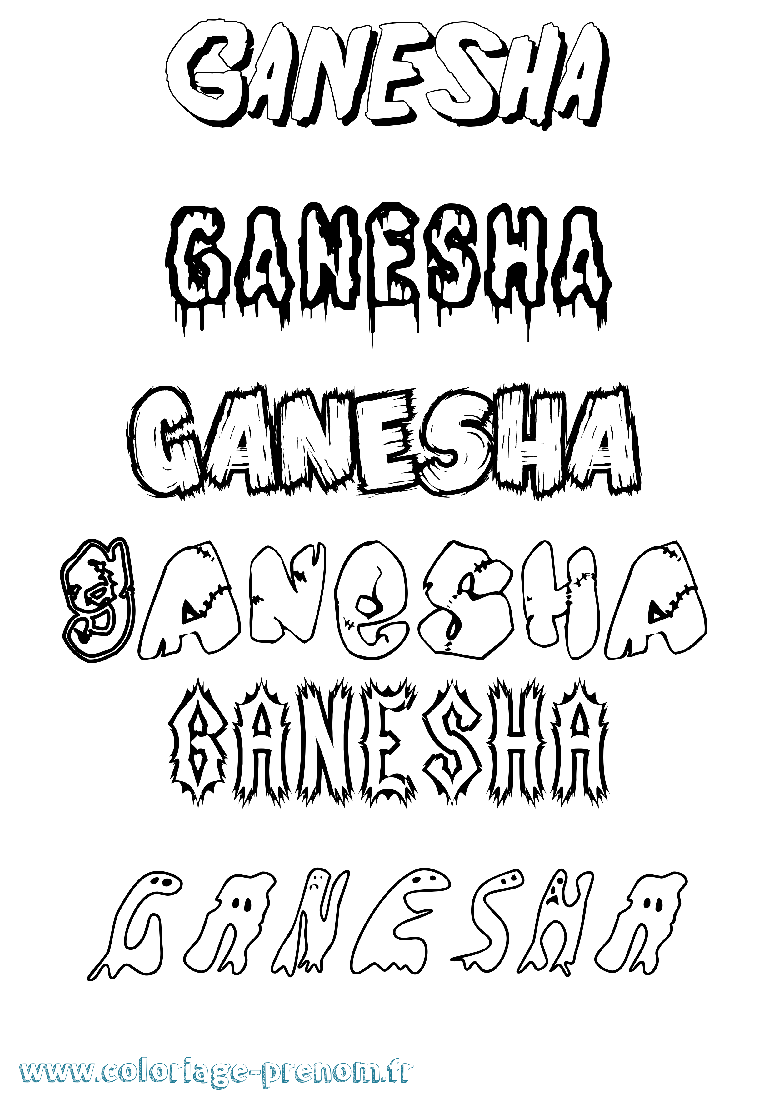 Coloriage Ganesha Frisson Coloriage prénom Ganesha Frisson