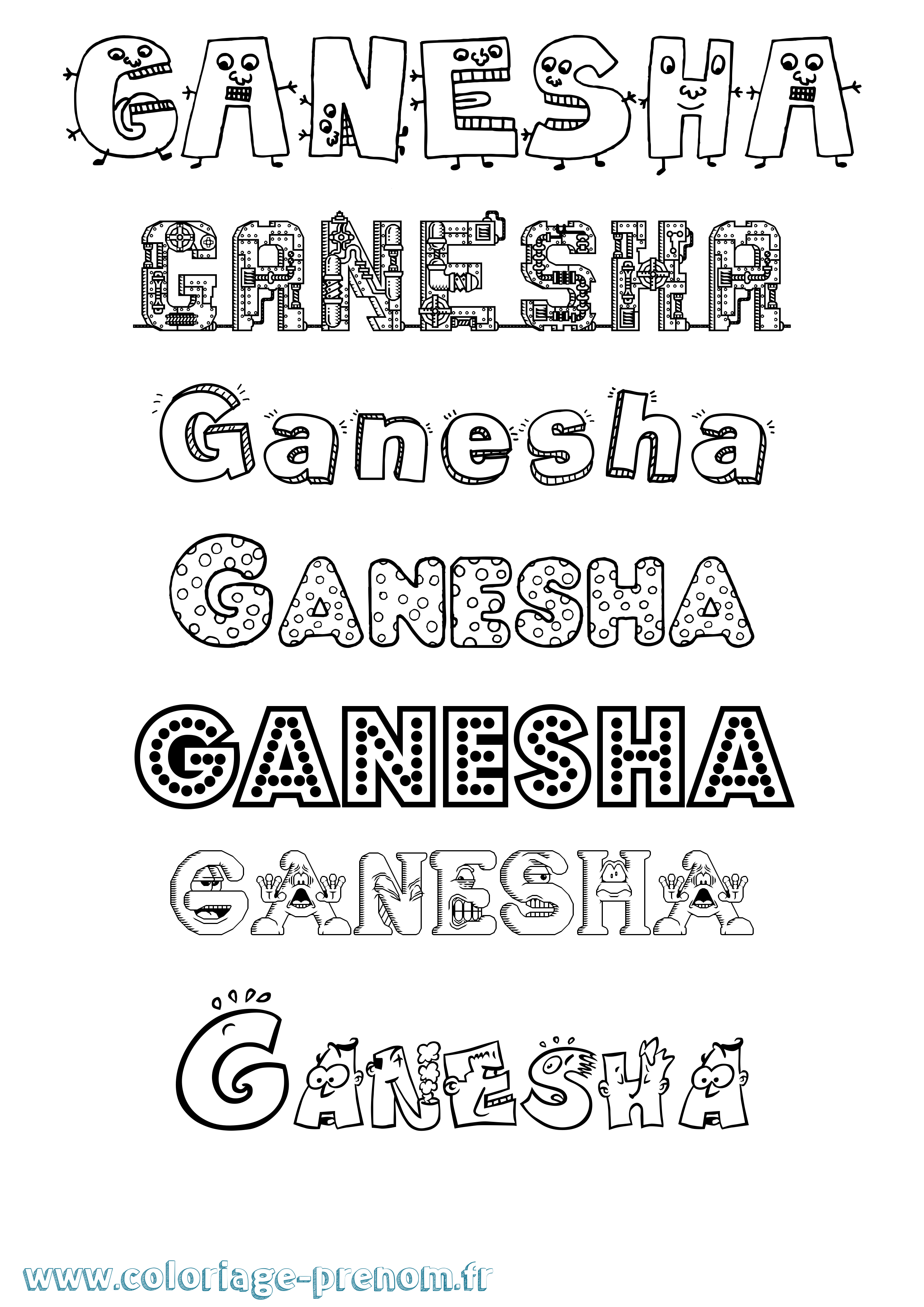Coloriage Ganesha Fun Coloriage prénom Ganesha Fun