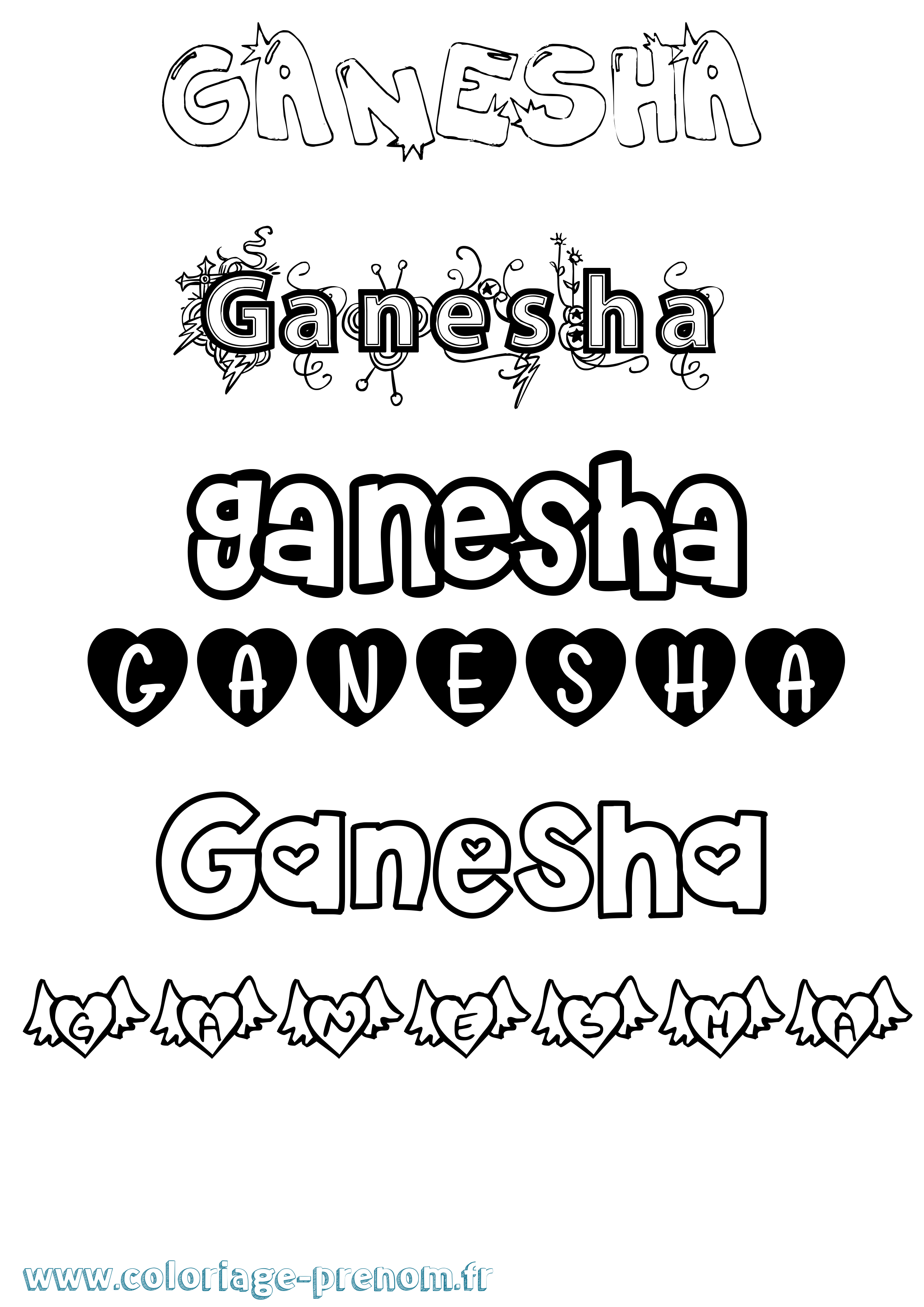 Coloriage Ganesha Girly Coloriage prénom Ganesha Girly