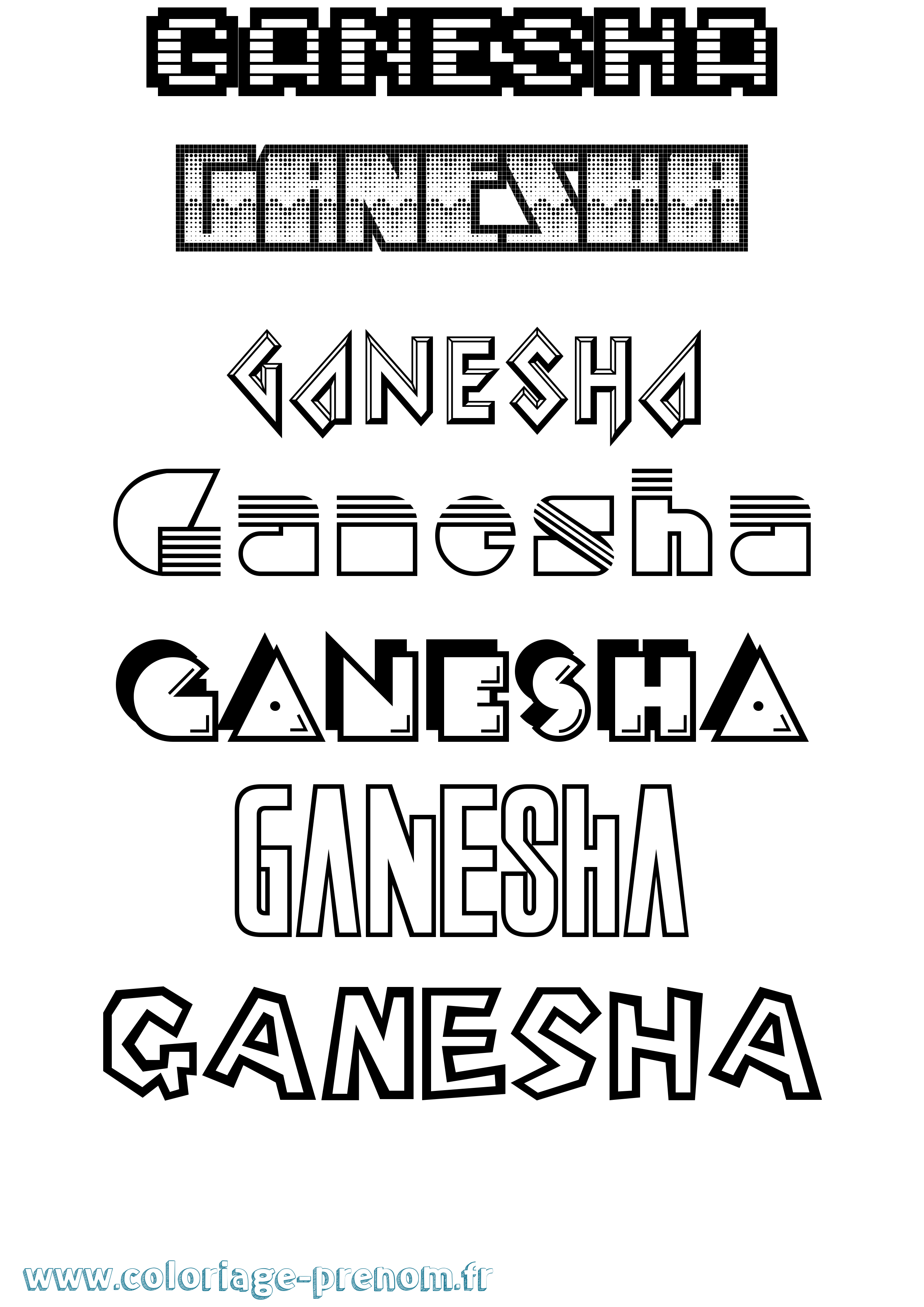 Coloriage Ganesha Jeux Vidéos Coloriage prénom Ganesha Jeux Vidéos