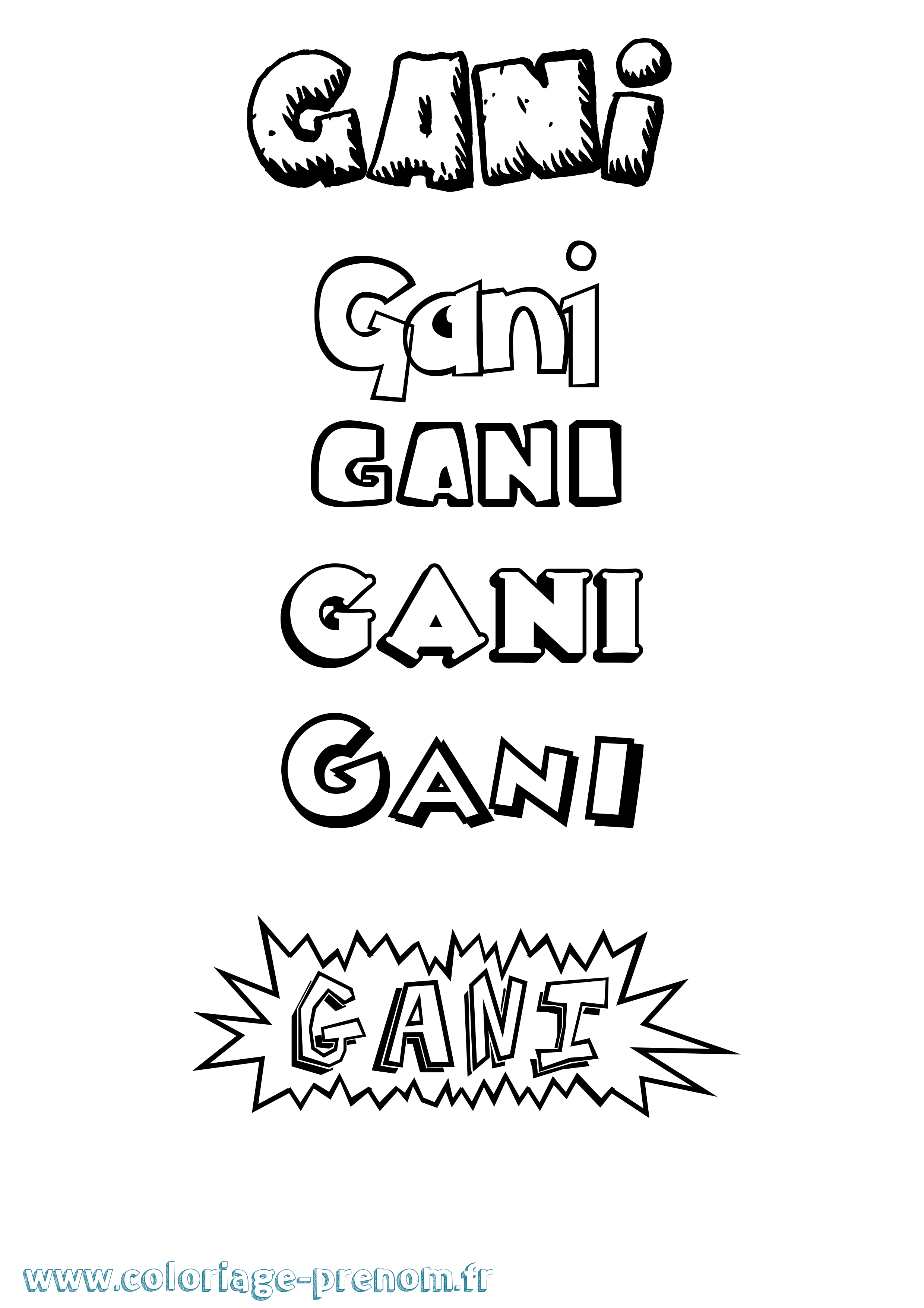 Coloriage Gani Dessin Animé Coloriage prénom Gani Dessin Animé