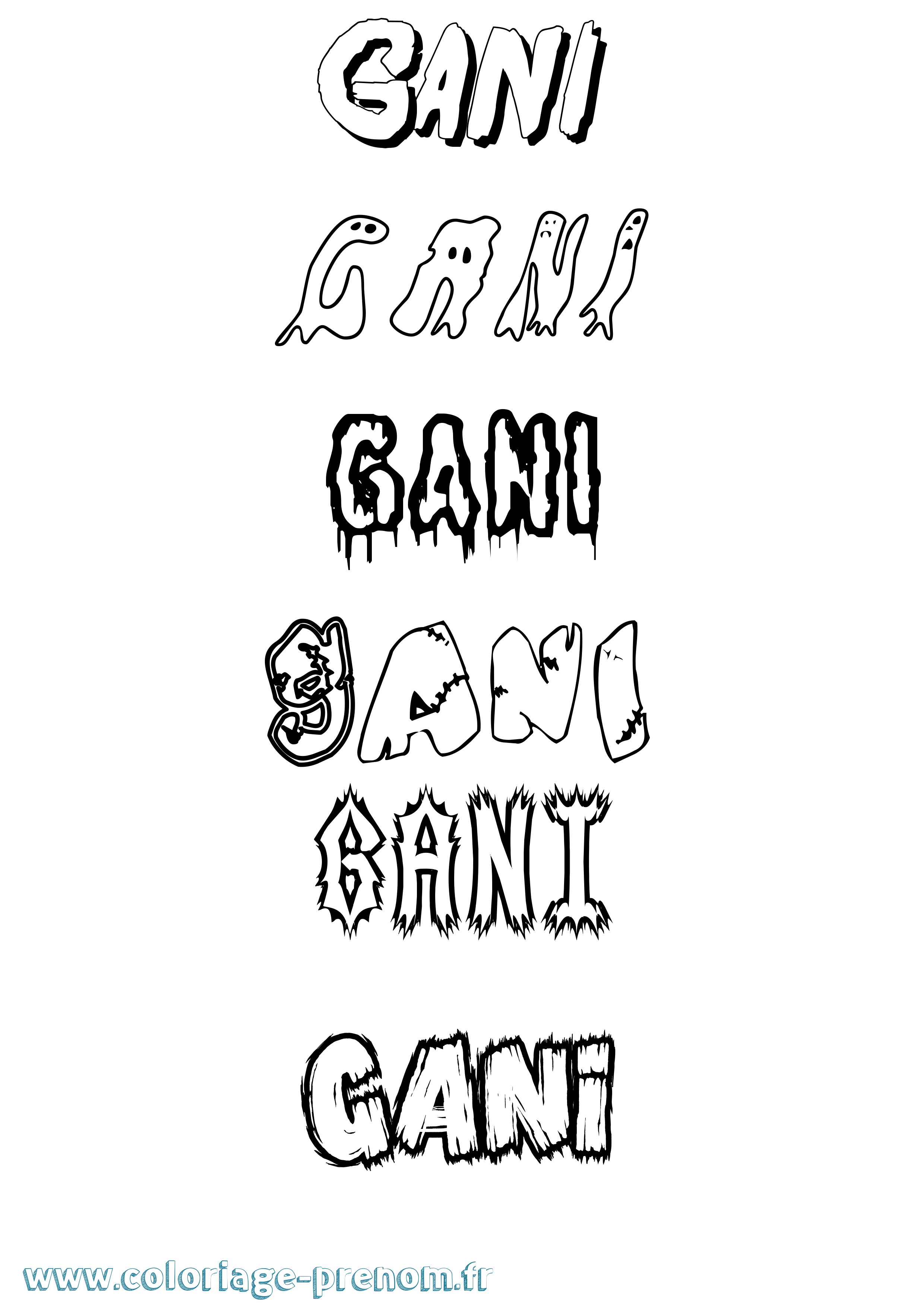 Coloriage Gani Frisson Coloriage prénom Gani Frisson