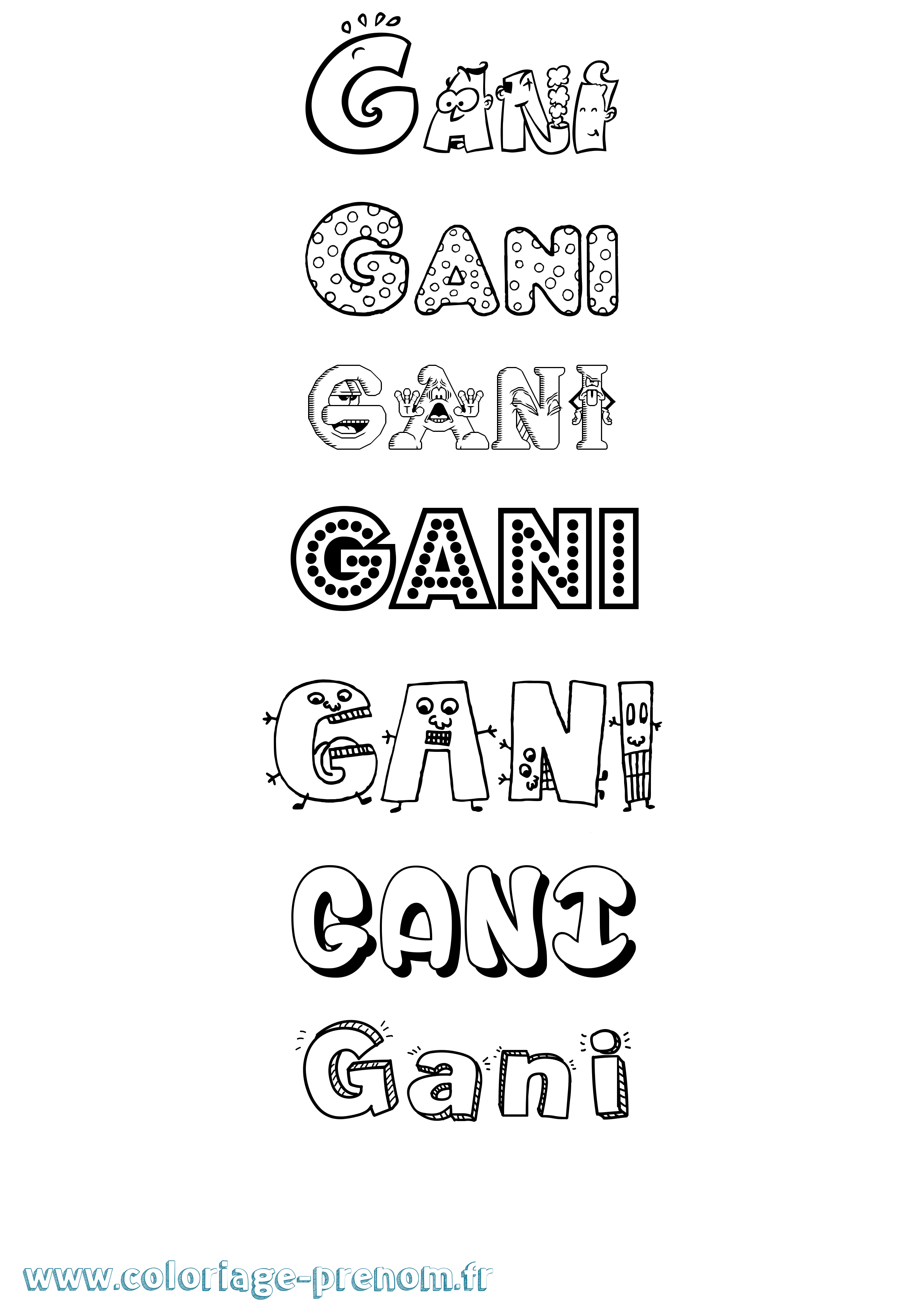 Coloriage Gani Fun Coloriage prénom Gani Fun
