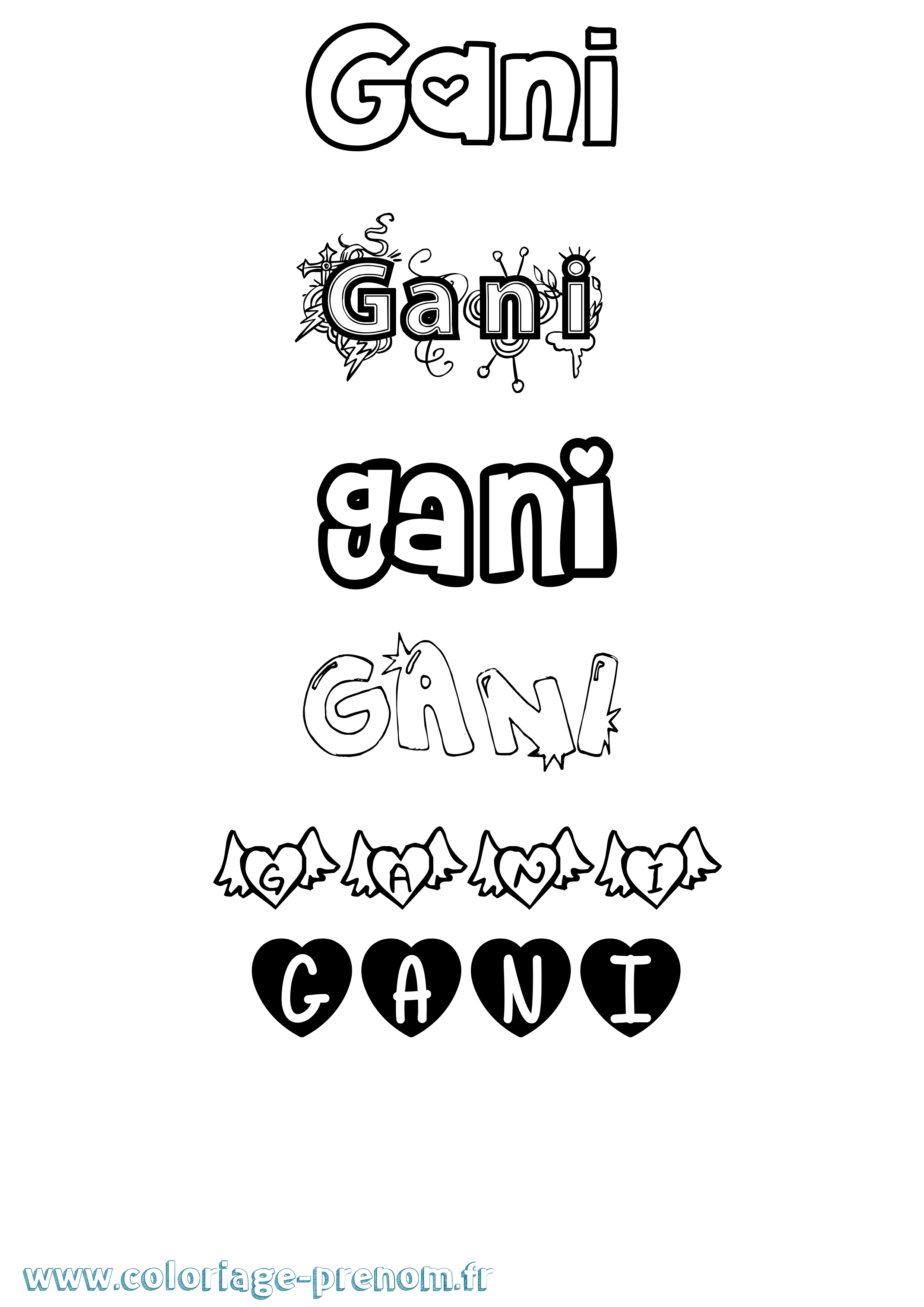 Coloriage Gani Girly Coloriage prénom Gani Girly
