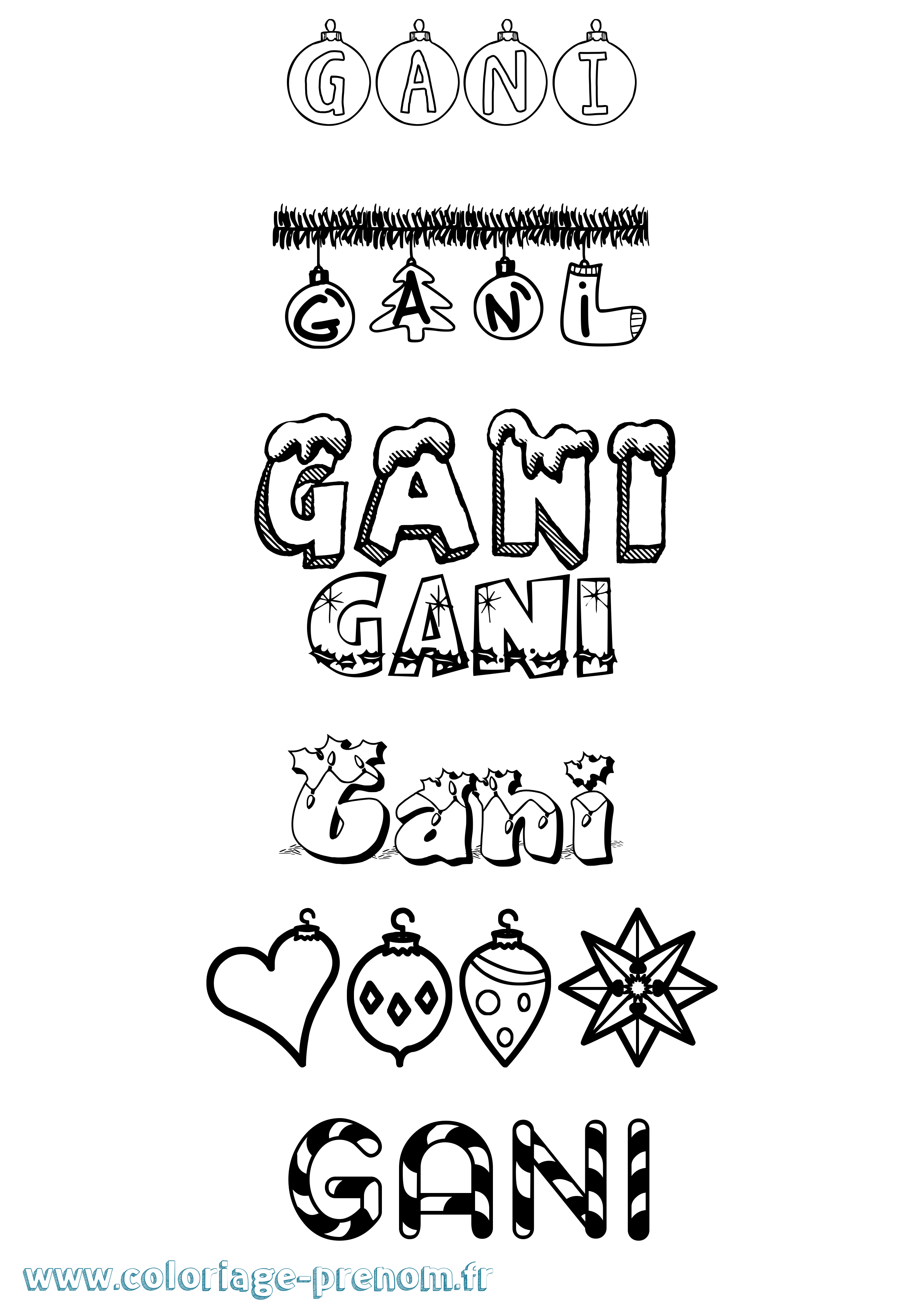 Coloriage Gani Noël Coloriage prénom Gani Noël