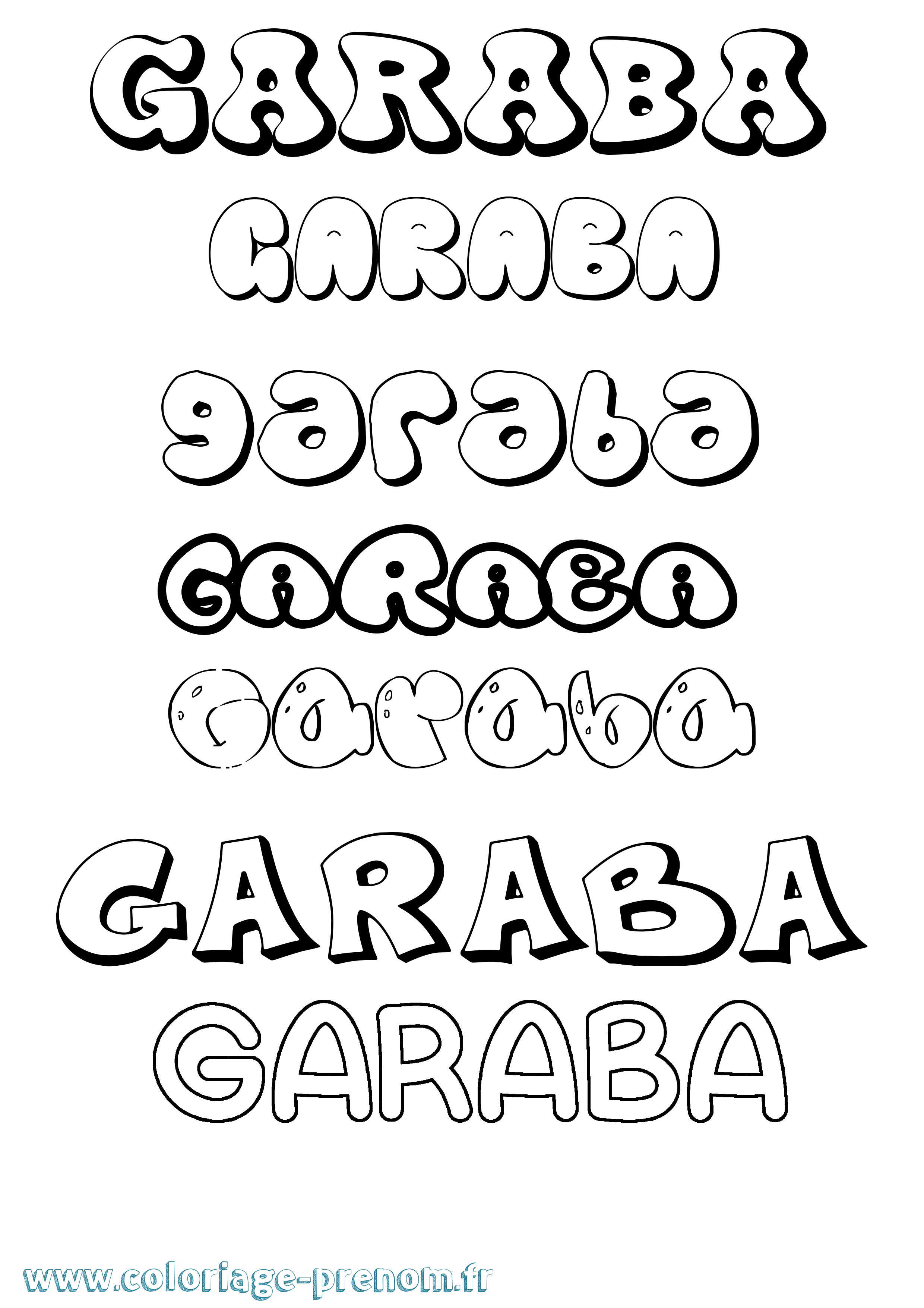 Coloriage Garaba Bubble Coloriage prénom Garaba Bubble