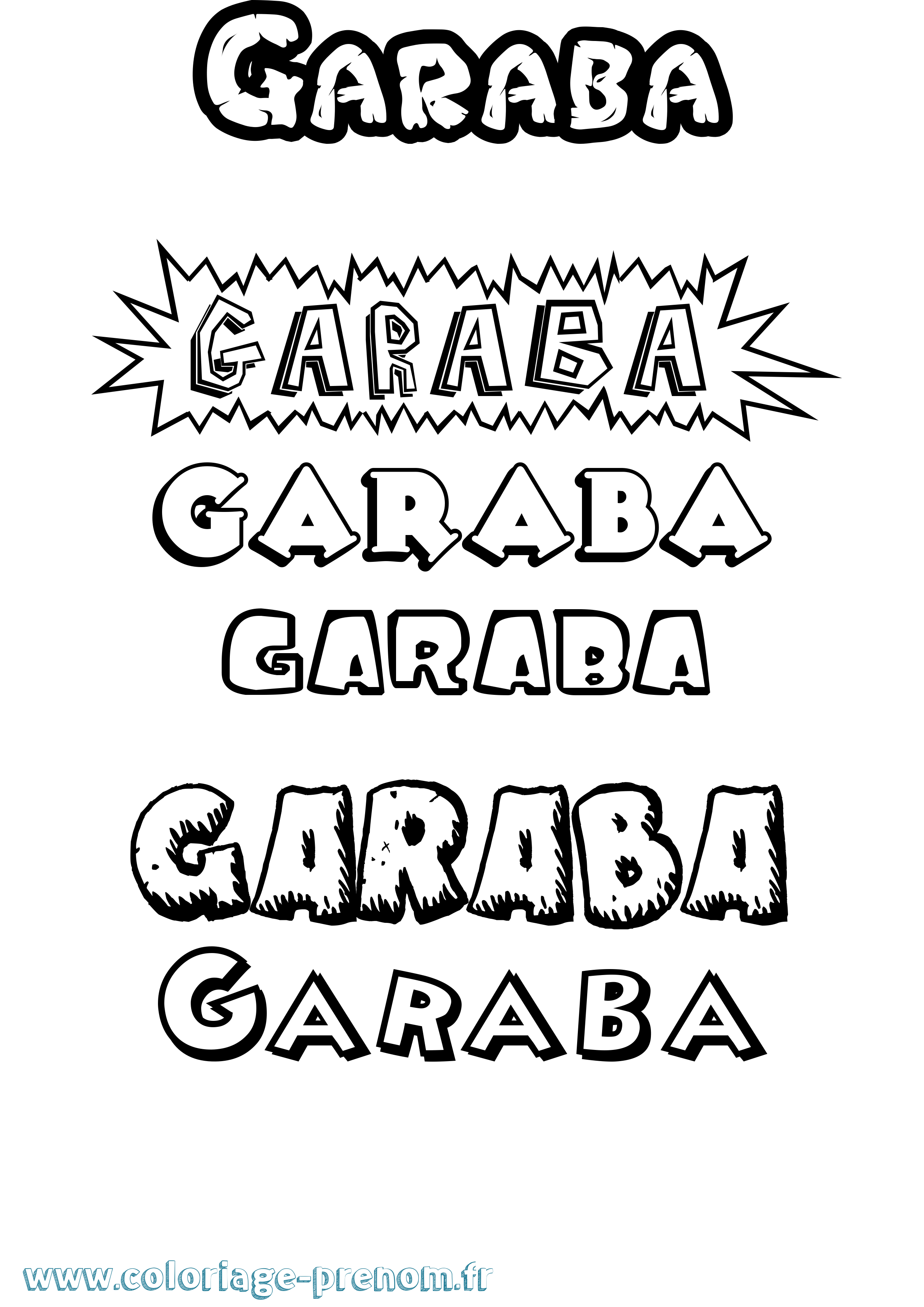 Coloriage Garaba Dessin Animé Coloriage prénom Garaba Dessin Animé