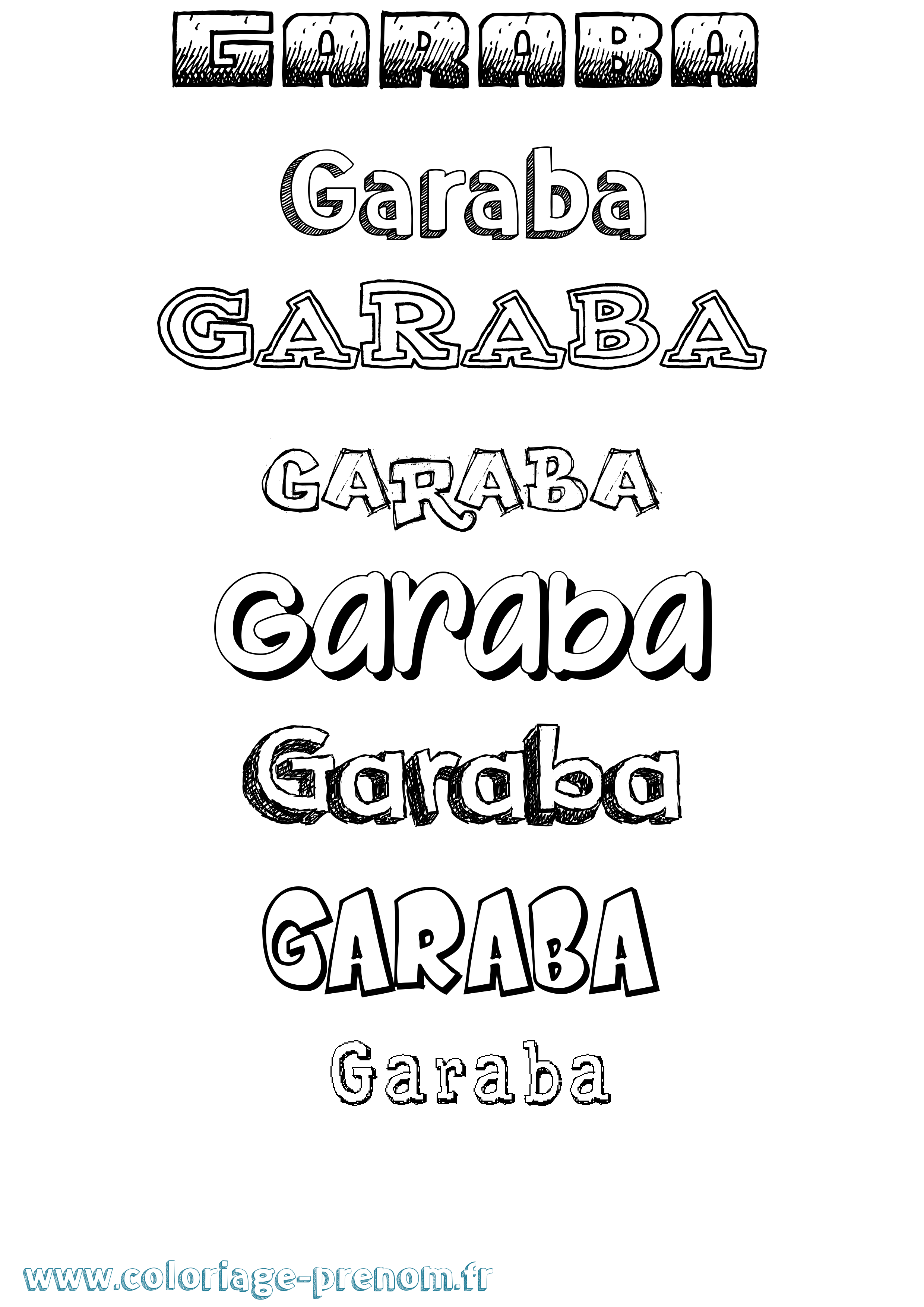 Coloriage Garaba Dessiné Coloriage prénom Garaba Dessiné