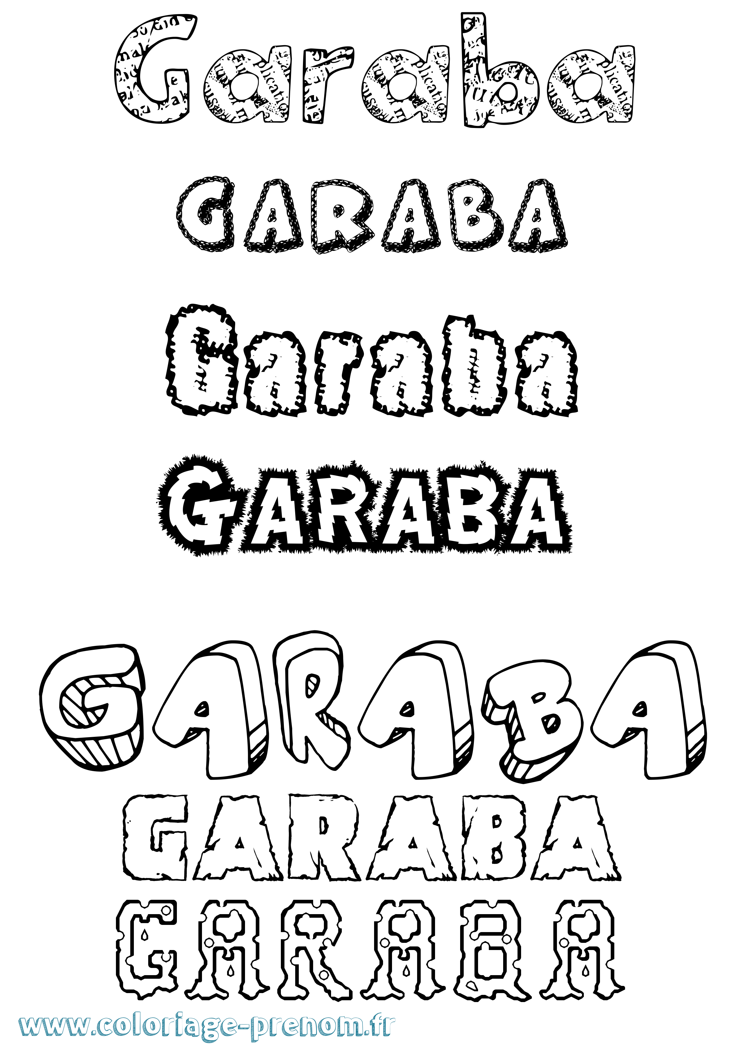 Coloriage Garaba Destructuré Coloriage prénom Garaba Destructuré