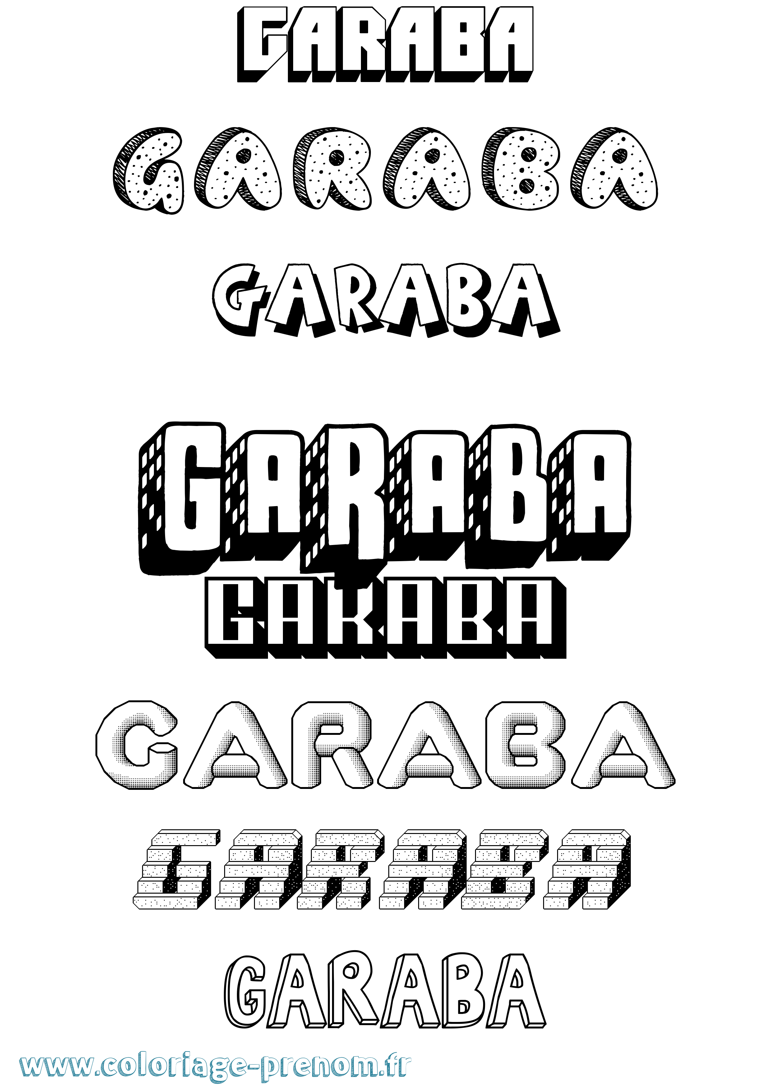 Coloriage Garaba Effet 3D Coloriage prénom Garaba Effet 3D
