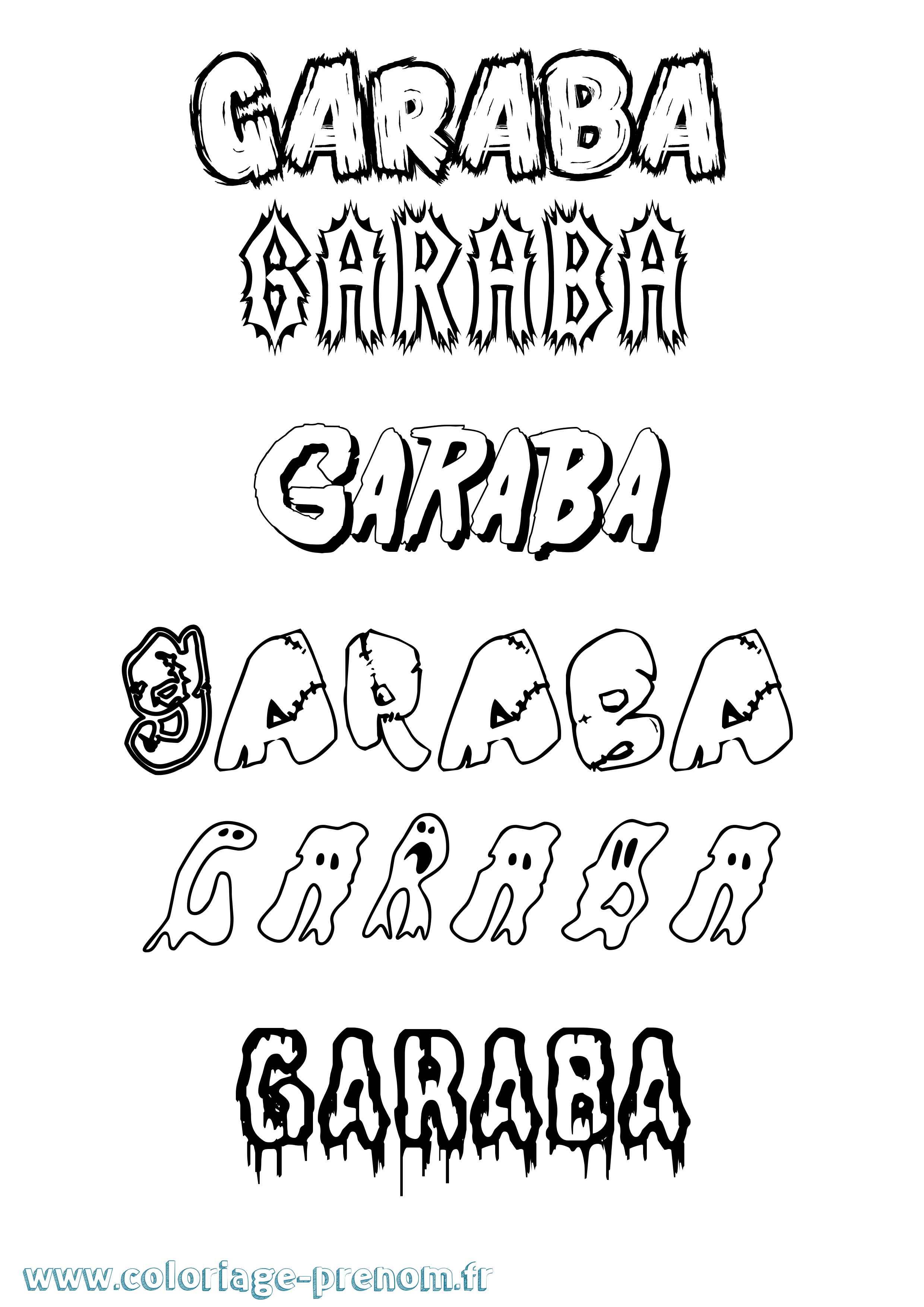 Coloriage Garaba Frisson Coloriage prénom Garaba Frisson