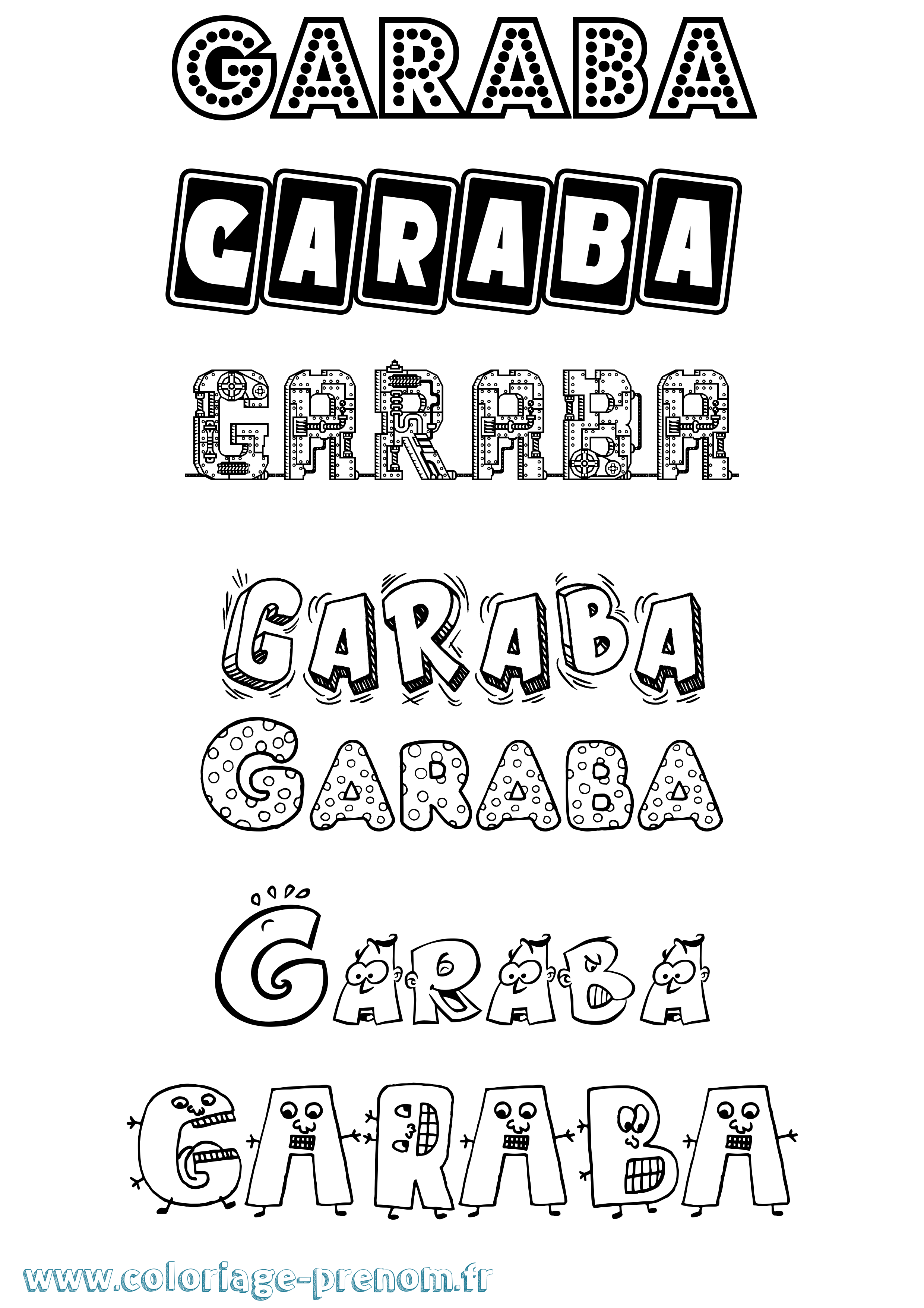 Coloriage Garaba Fun Coloriage prénom Garaba Fun