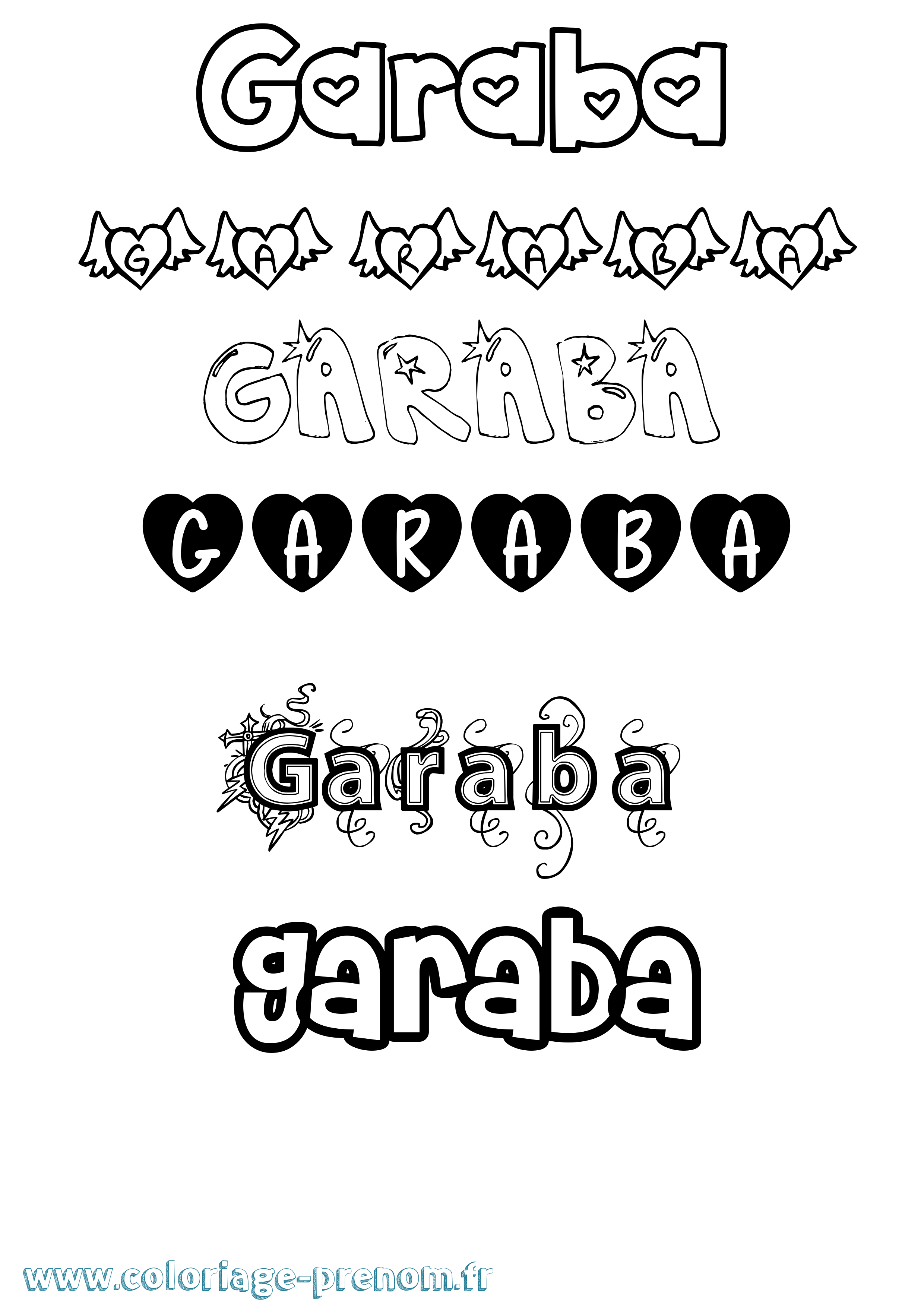 Coloriage Garaba Girly Coloriage prénom Garaba Girly