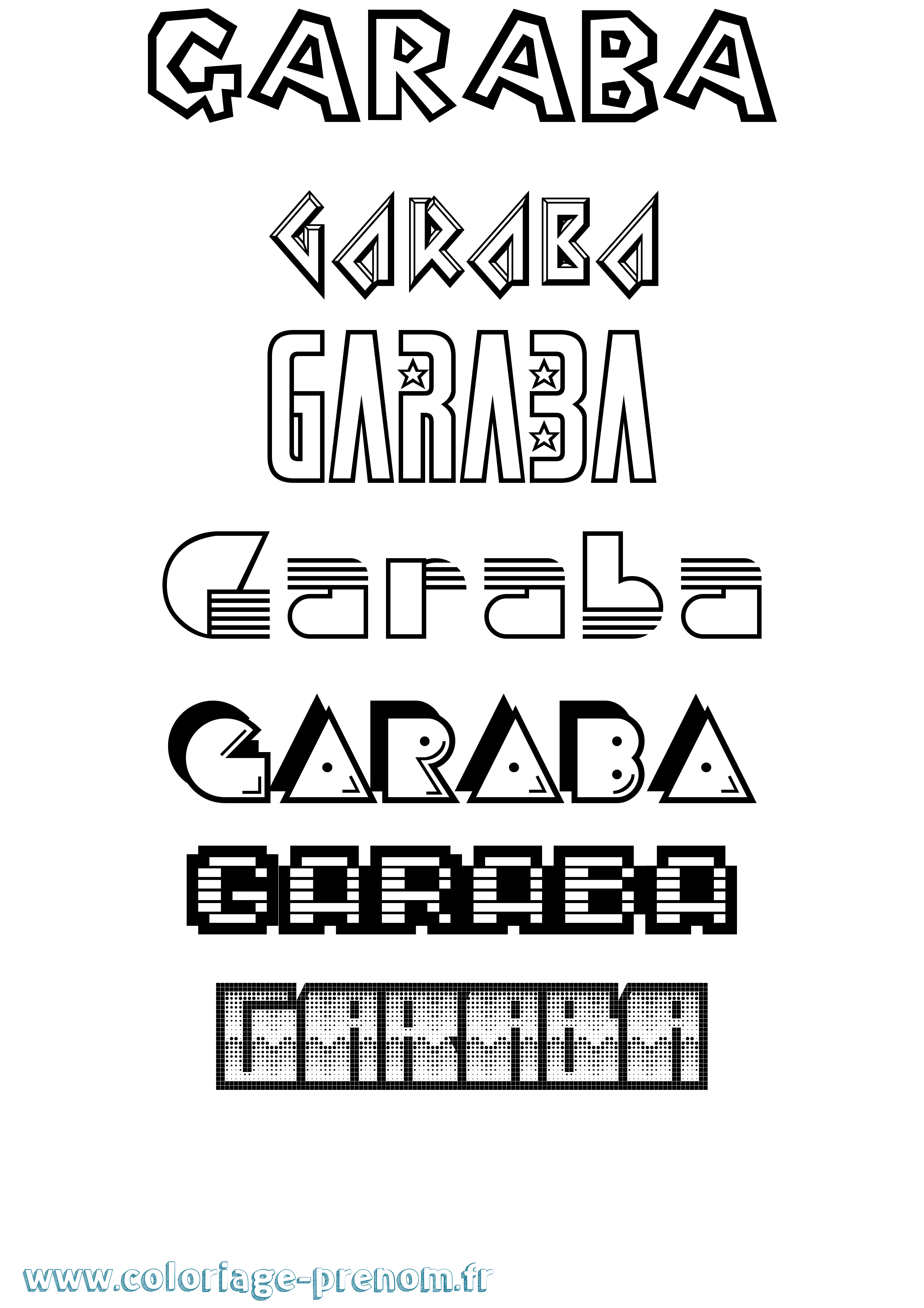 Coloriage Garaba Jeux Vidéos Coloriage prénom Garaba Jeux Vidéos