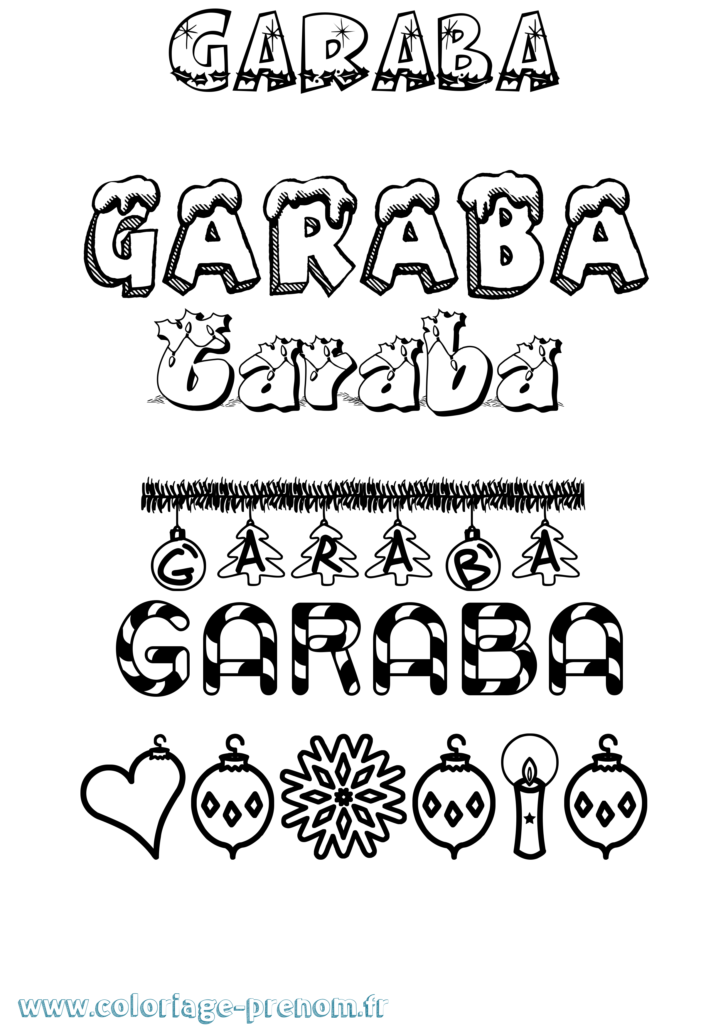 Coloriage Garaba Noël Coloriage prénom Garaba Noël