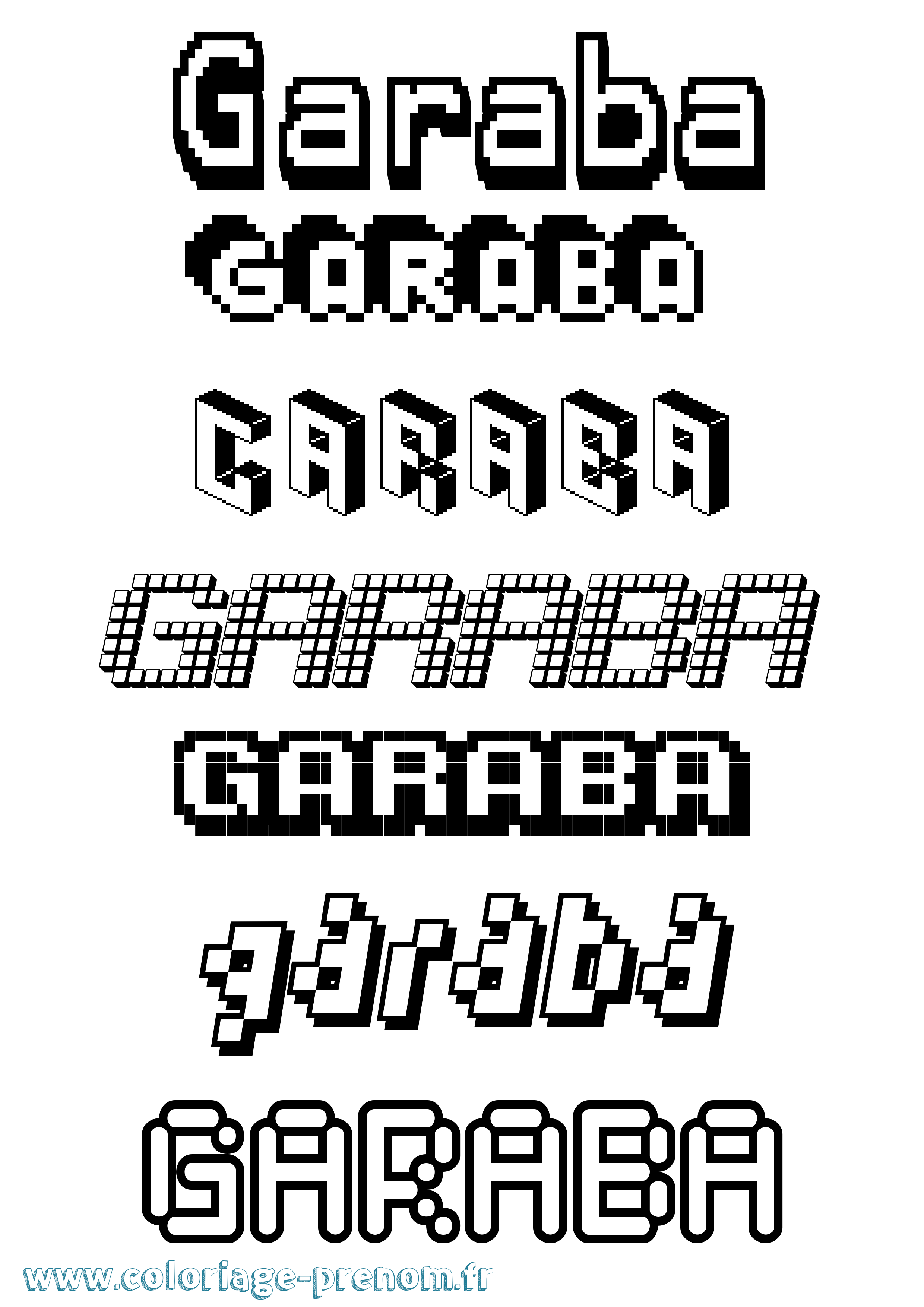Coloriage Garaba Pixel Coloriage prénom Garaba Pixel