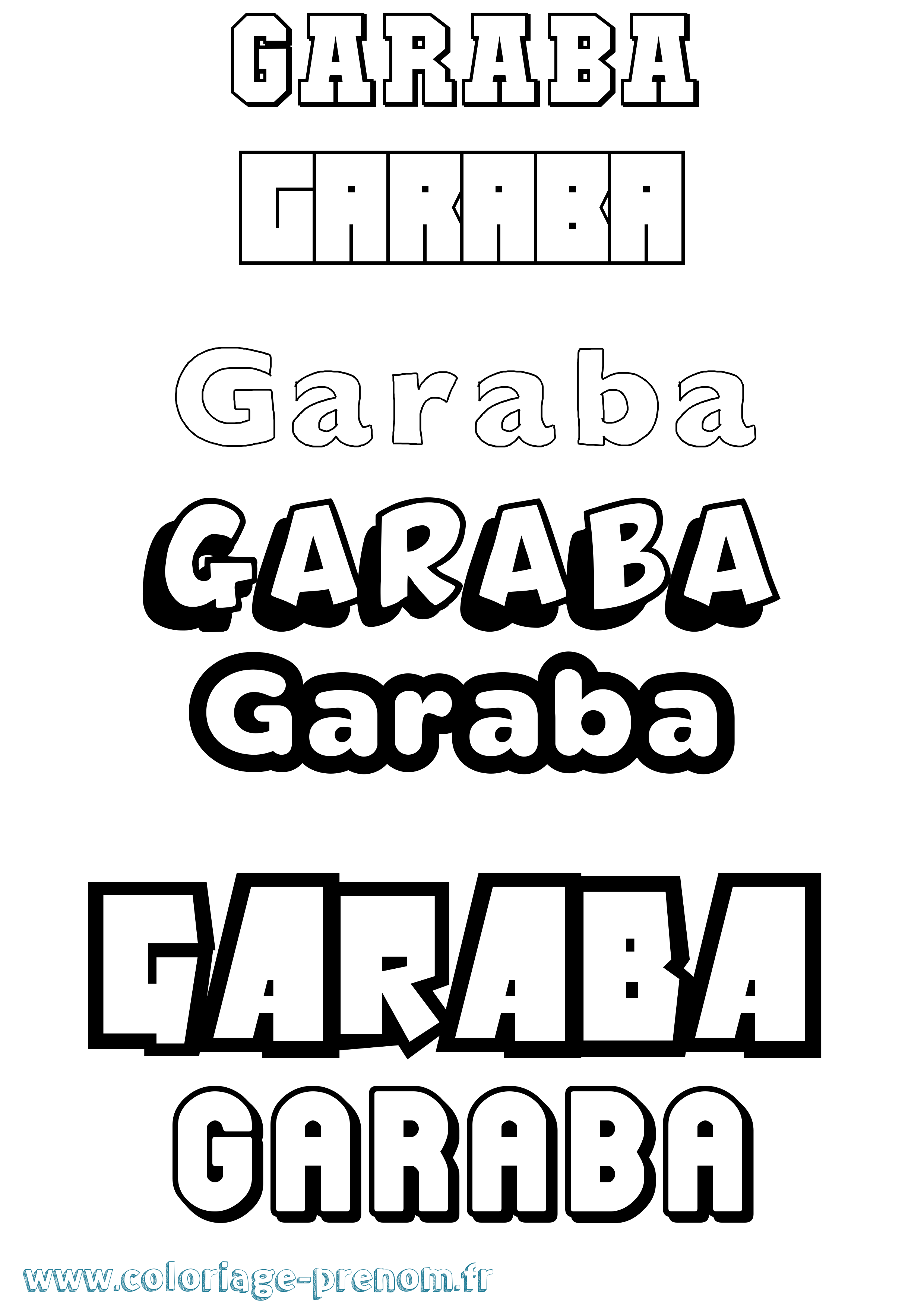 Coloriage Garaba Simple Coloriage prénom Garaba Simple