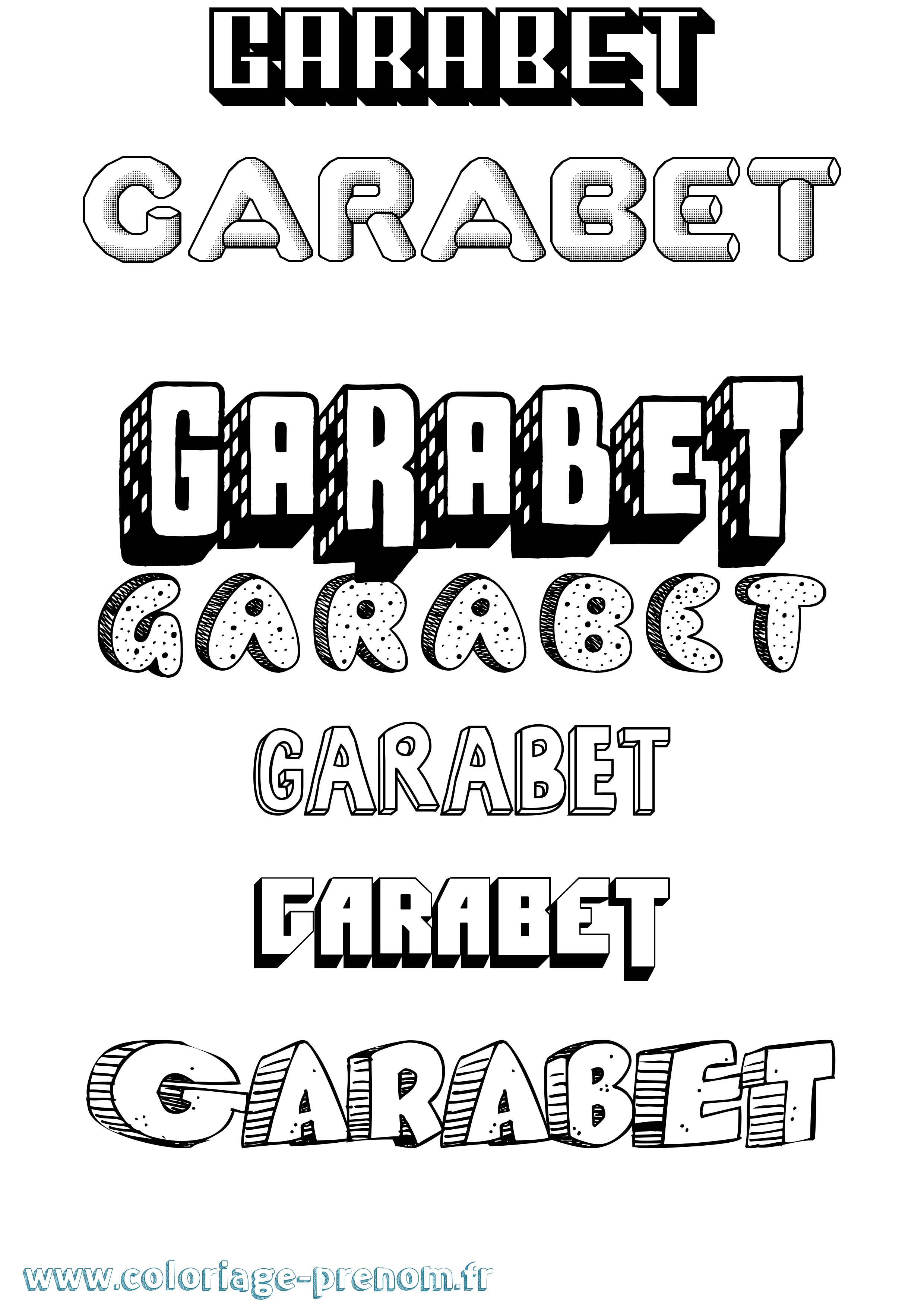 Coloriage Garabet Effet 3D Coloriage prénom Garabet Effet 3D