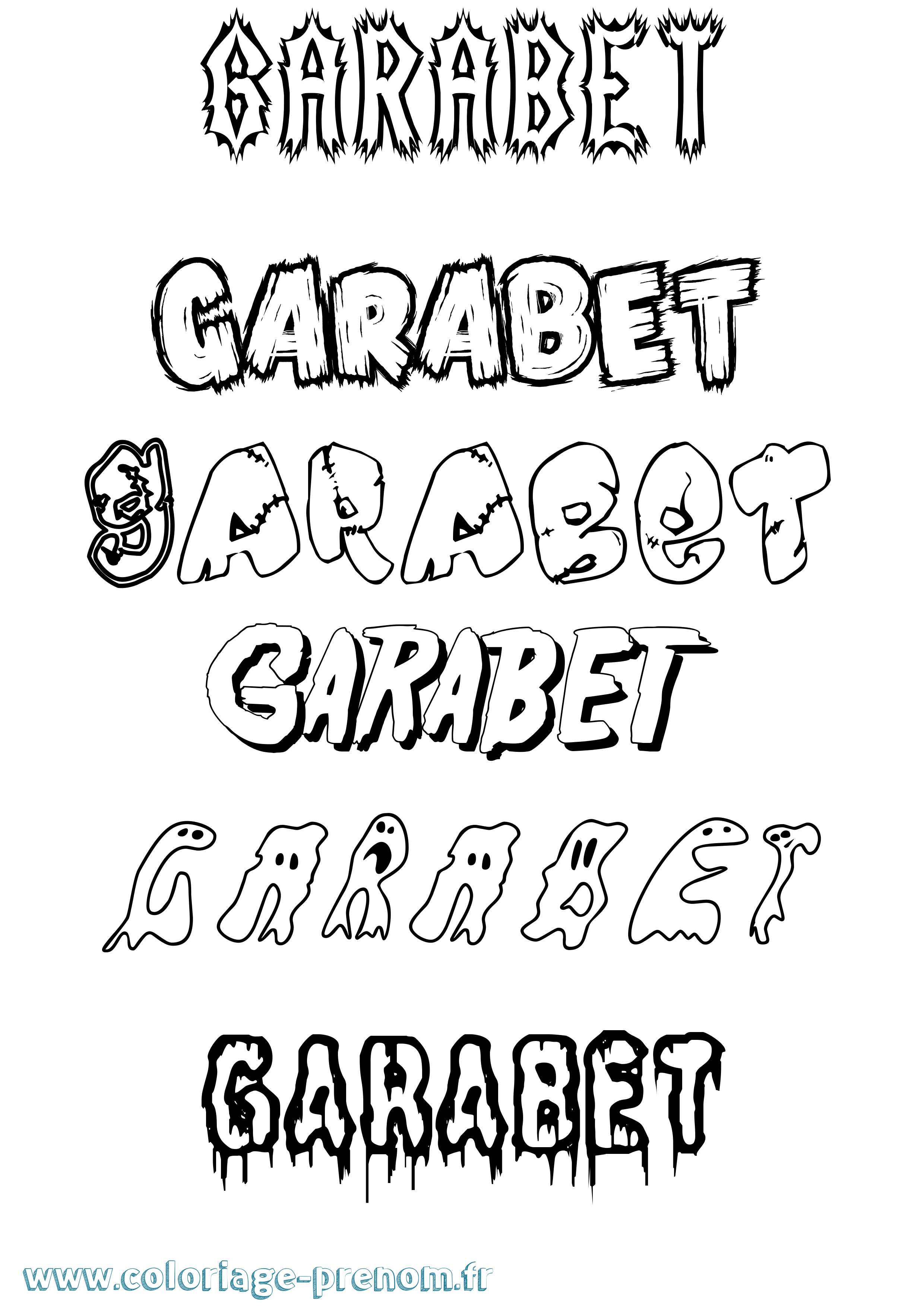Coloriage Garabet Frisson Coloriage prénom Garabet Frisson