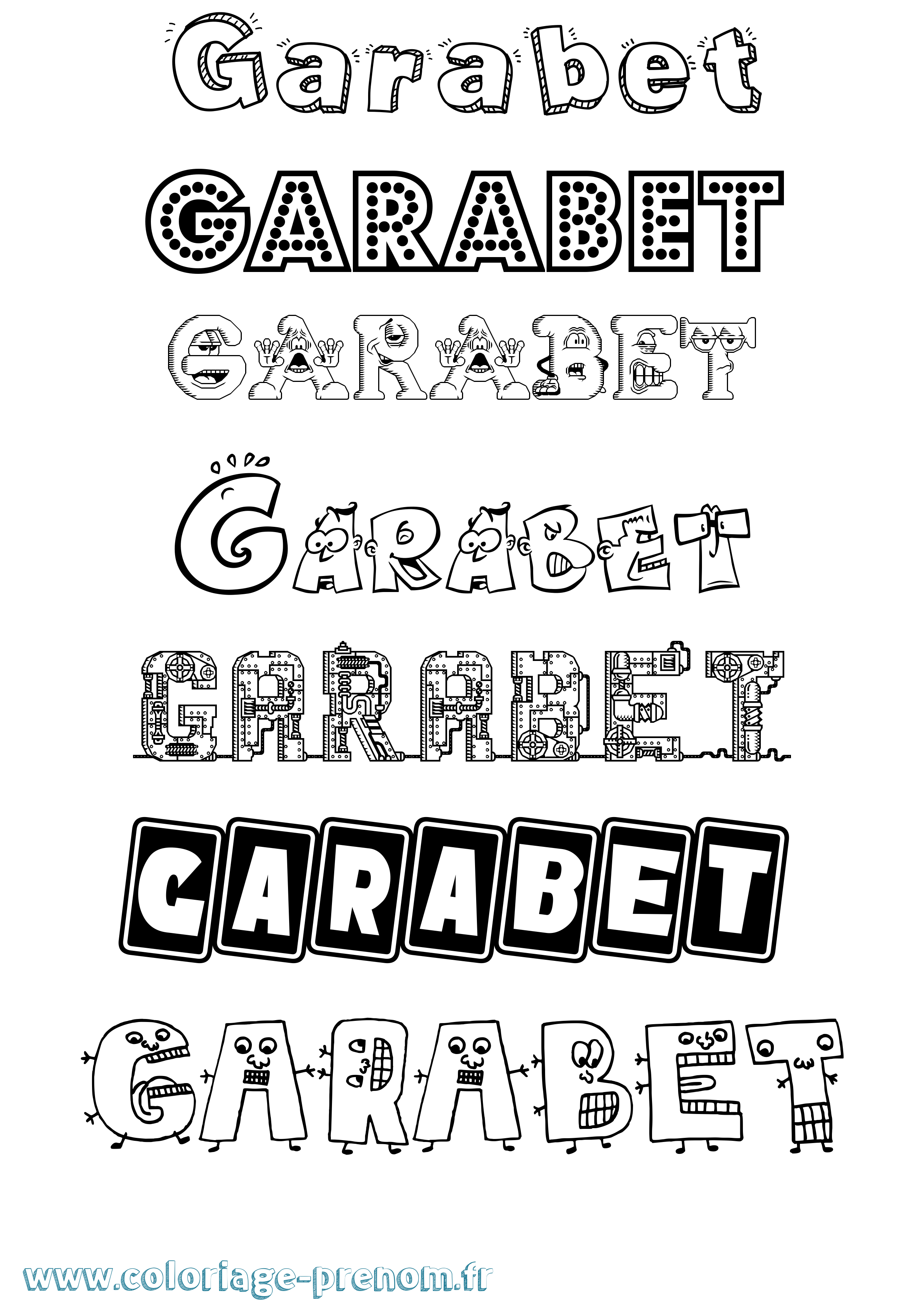 Coloriage Garabet Fun Coloriage prénom Garabet Fun