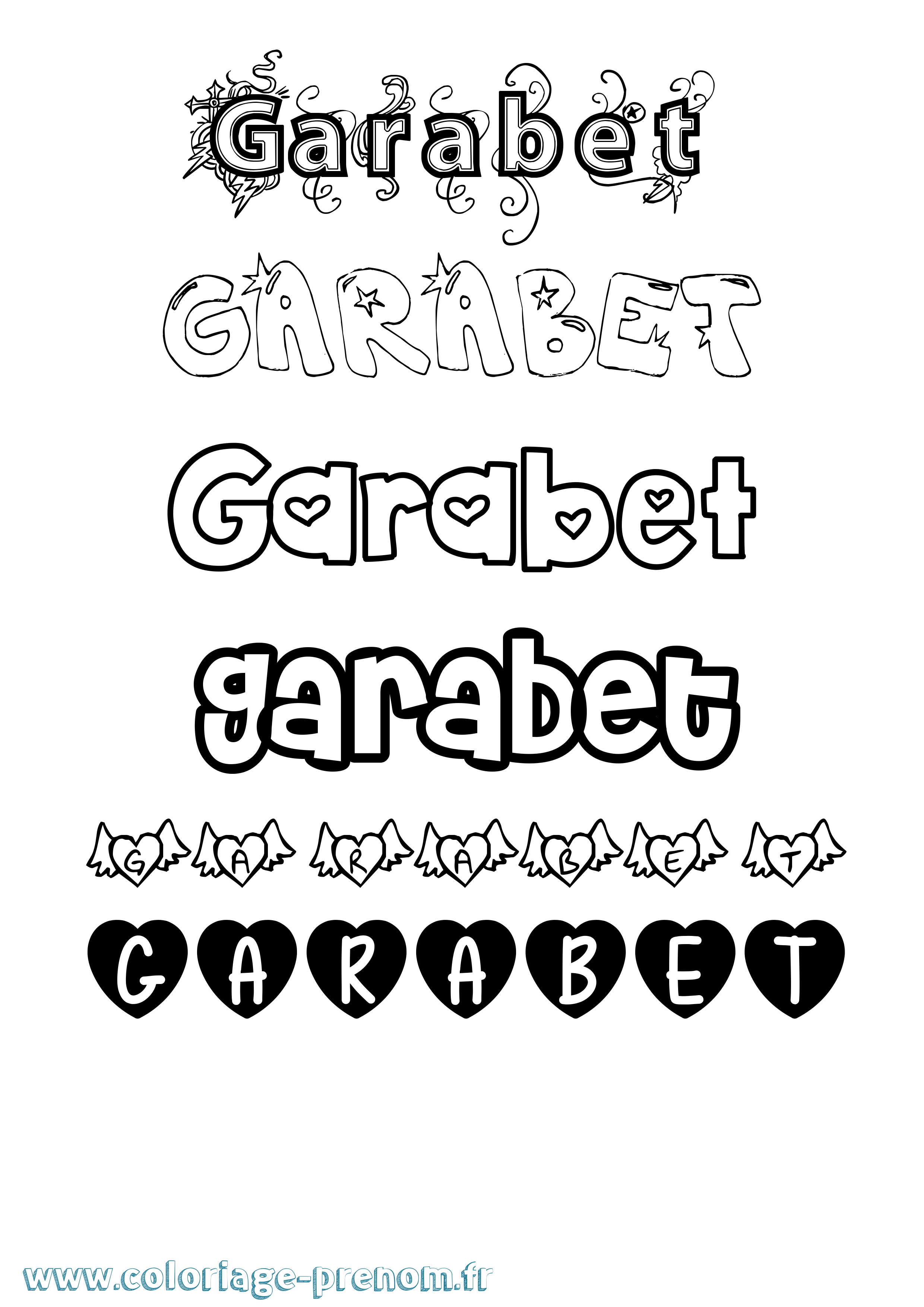 Coloriage Garabet Girly Coloriage prénom Garabet Girly