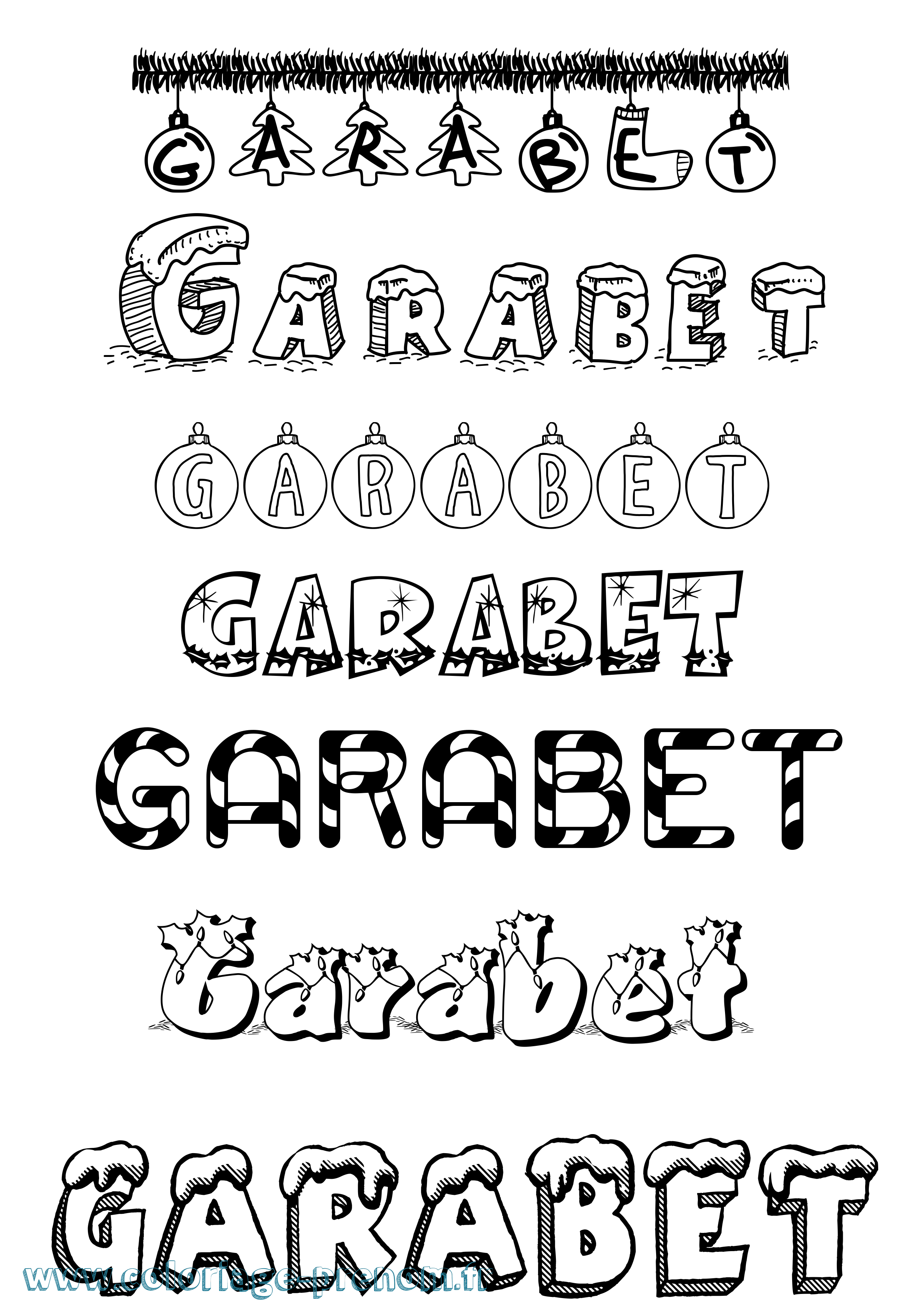 Coloriage Garabet Noël Coloriage prénom Garabet Noël