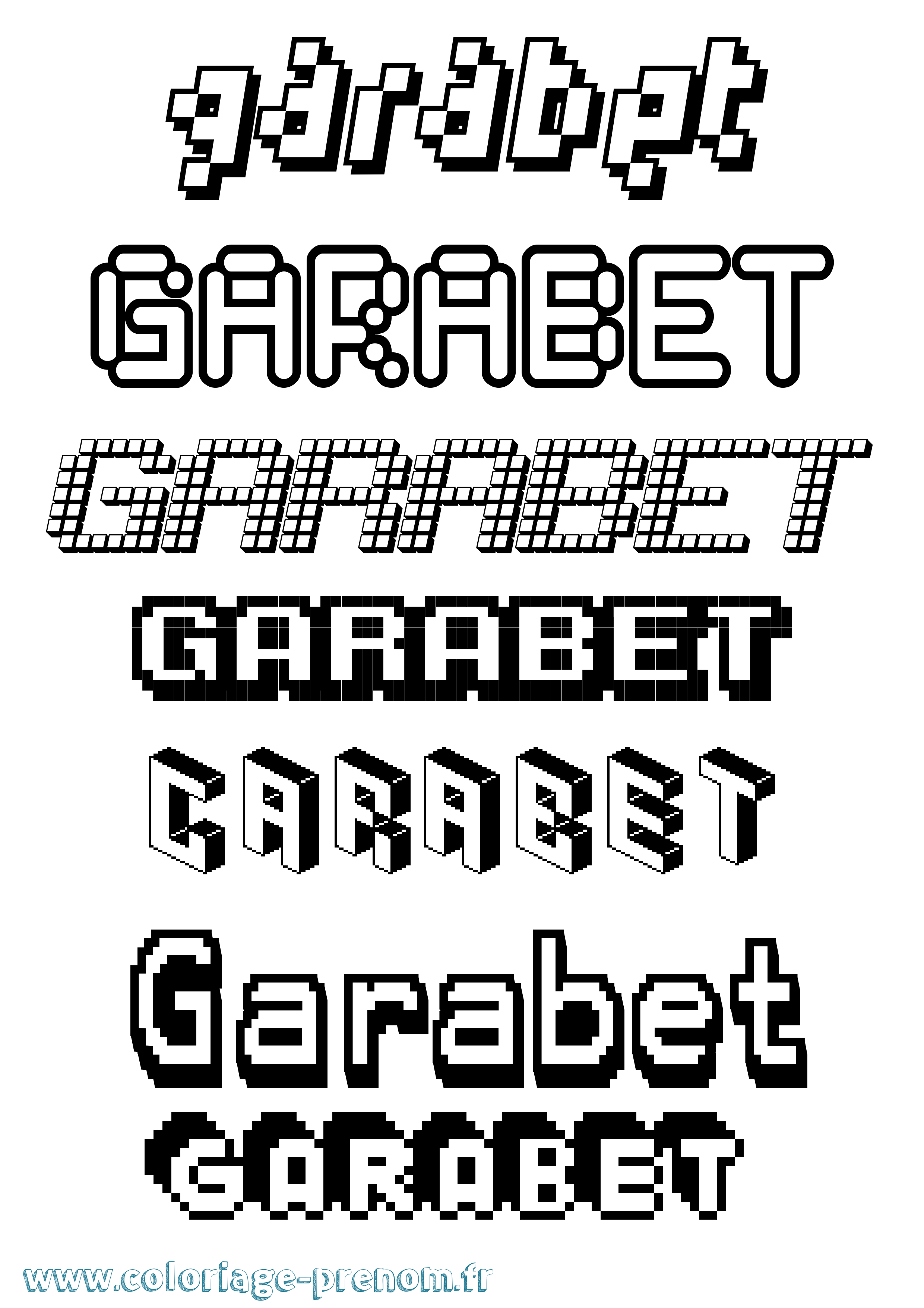 Coloriage Garabet Pixel Coloriage prénom Garabet Pixel