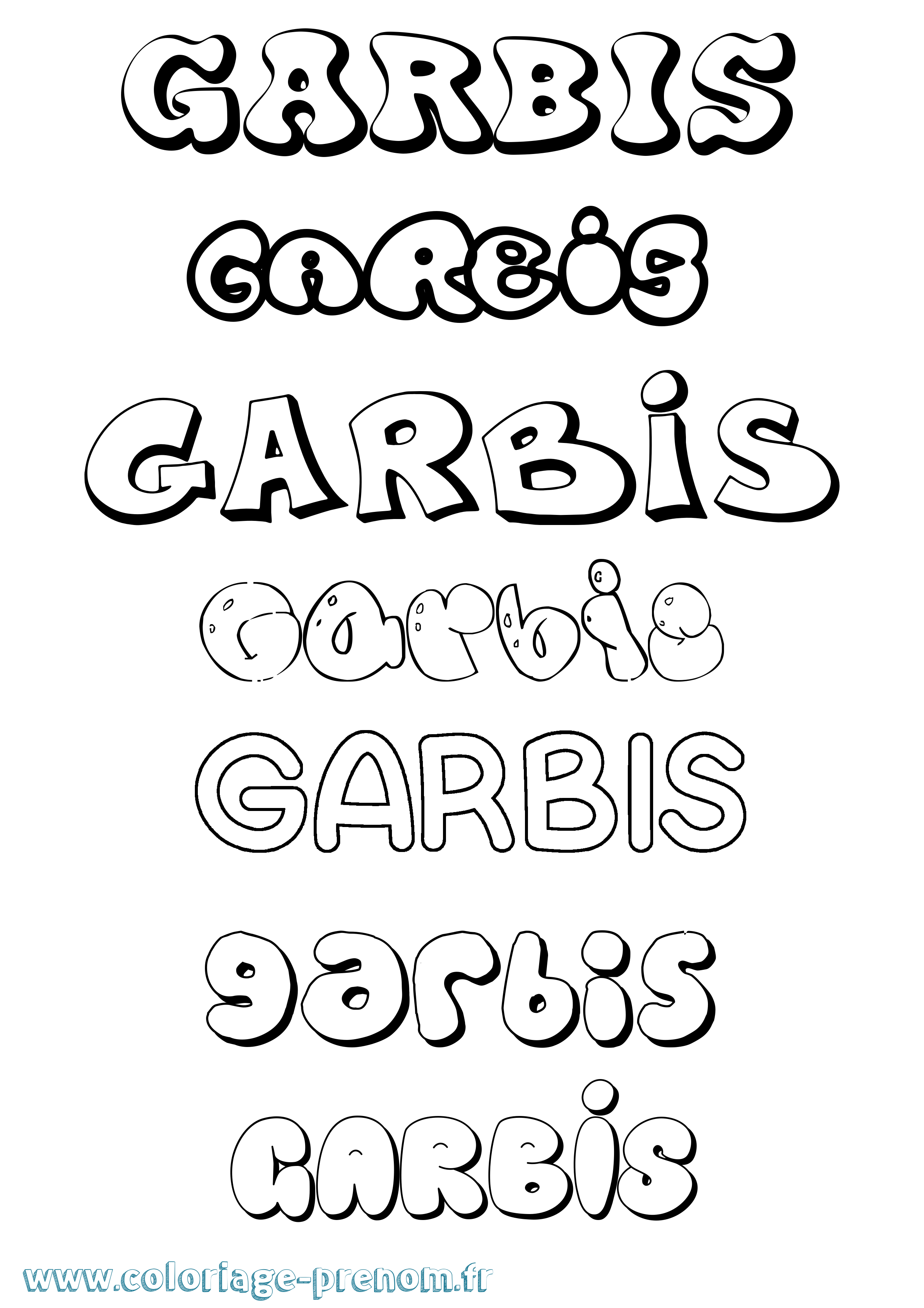 Coloriage Garbis Bubble Coloriage prénom Garbis Bubble