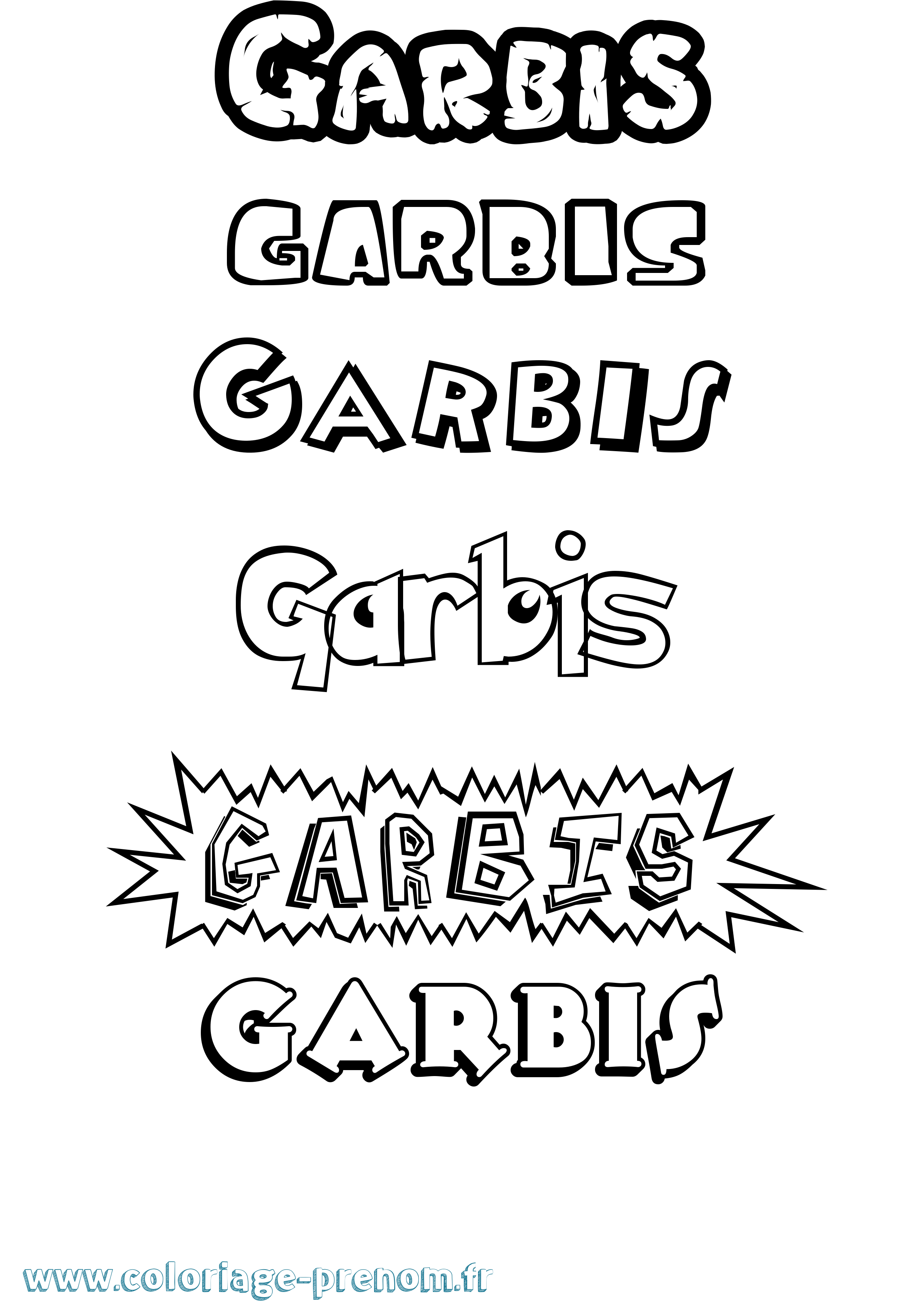 Coloriage Garbis Dessin Animé Coloriage prénom Garbis Dessin Animé